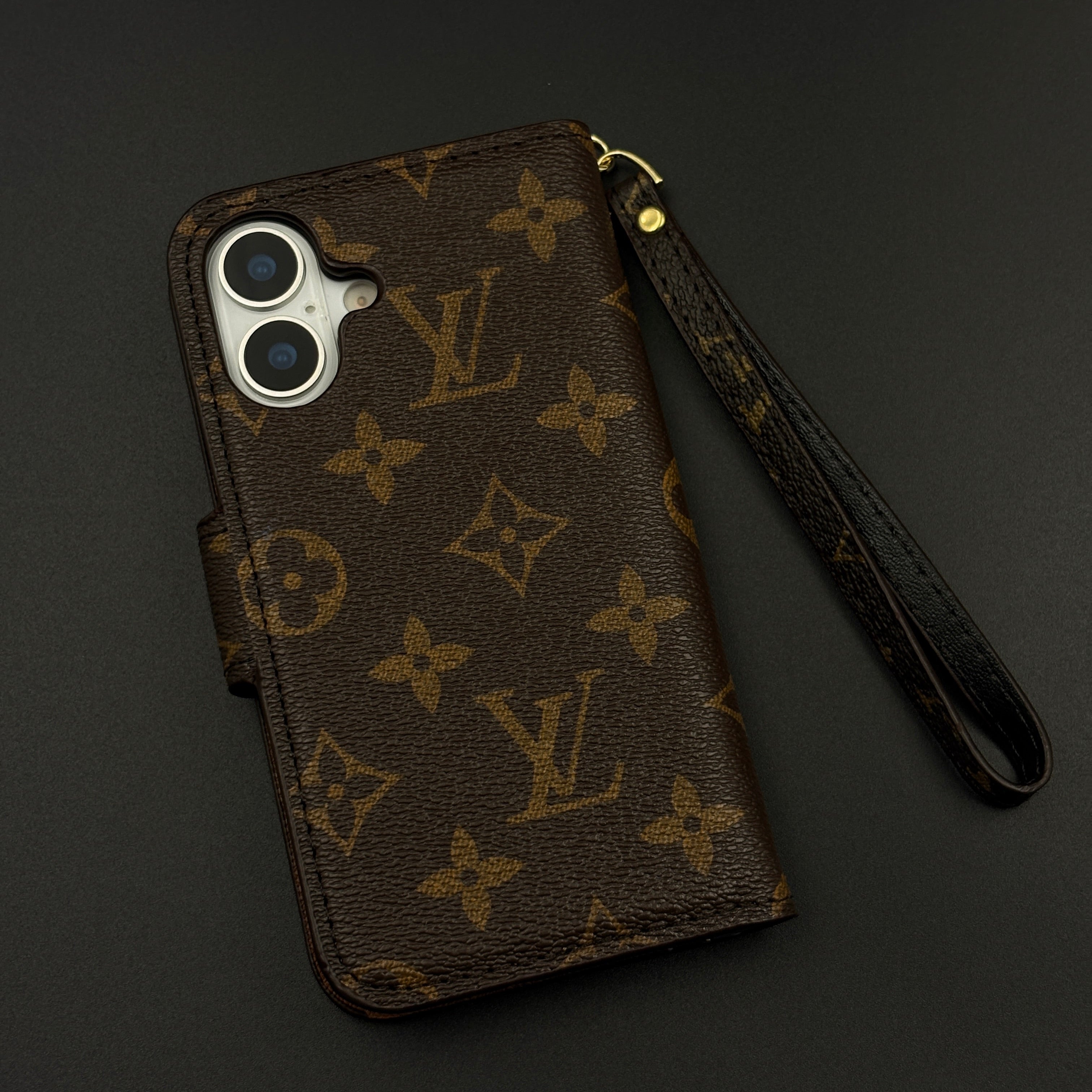 Monogram Flip Wallet Case for iPhone 17 with Card Slots | ID Window & Wrist Strap
