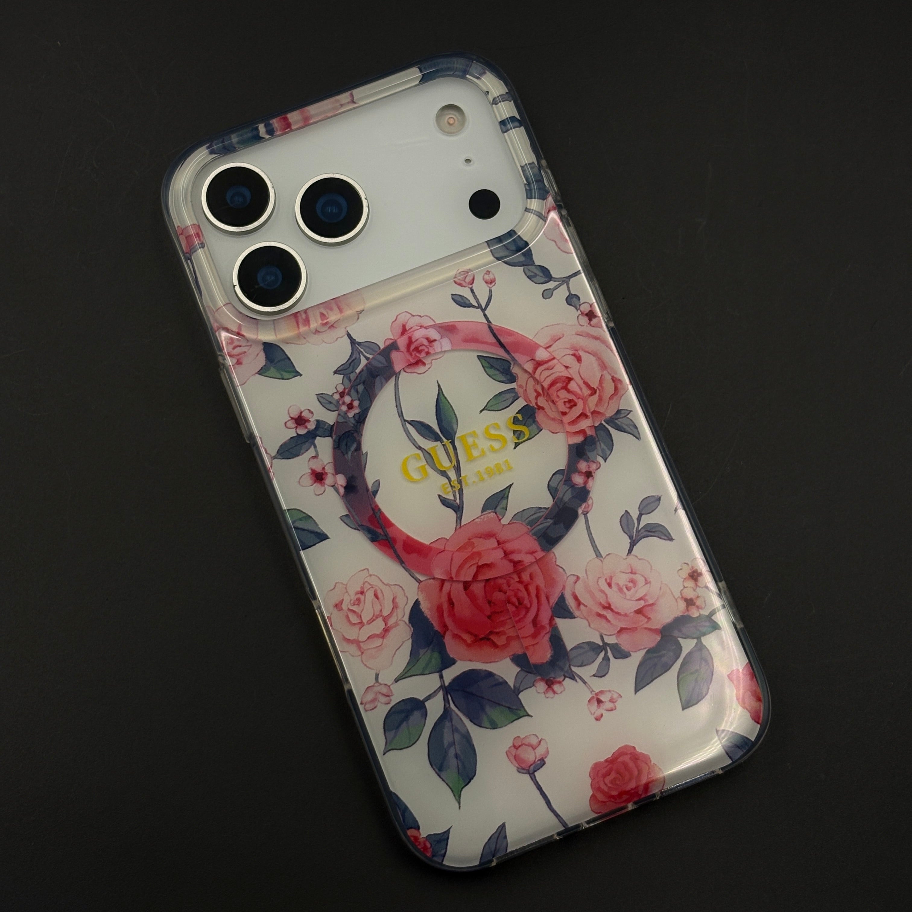 Floral Print GS Brand MagSafe Transparent Mobile Case Cover for iPhone 17 Series