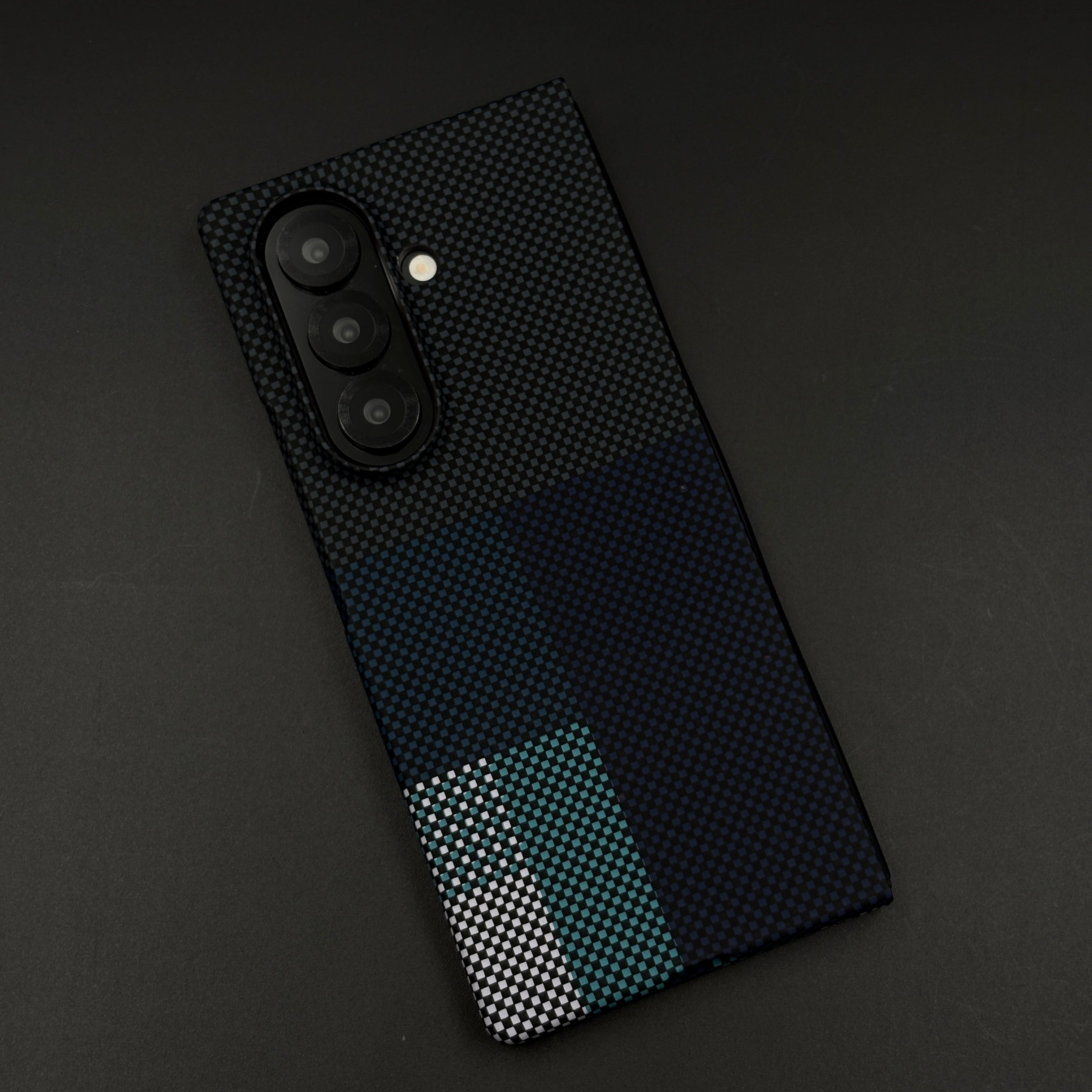Blue Block Aramid Case with Hidden MagSafe for Samsung Galaxy Z Fold 6 | Camera Kickstand | Carbon Fibre Feel