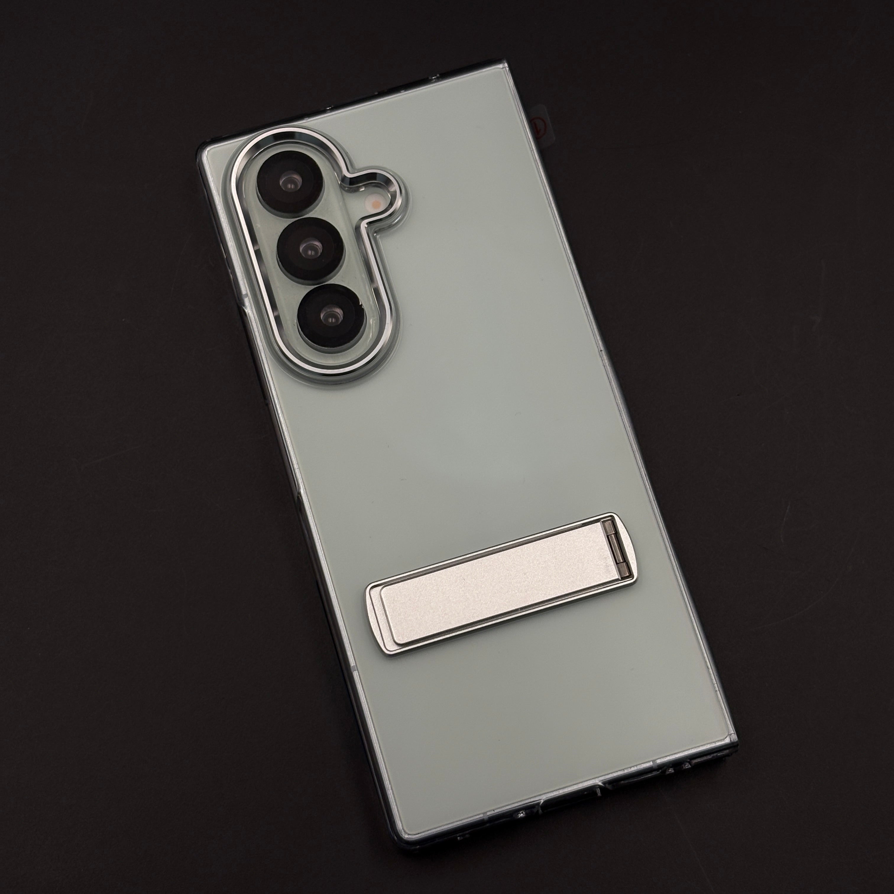 Non-Yellowing Transparent Metal Kickstand Mobile Case Cover with Front Screen Protector for Samsung Galaxy Z Fold 7