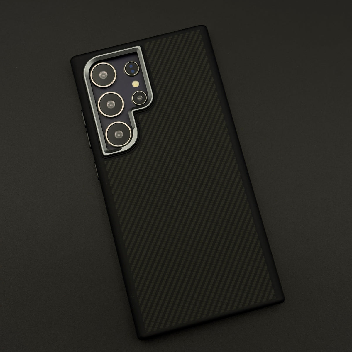 Carbon Fiber Hidden MagSafe Protective Case for Samsung Galaxy S24 Ultra with Raised Camera Guard