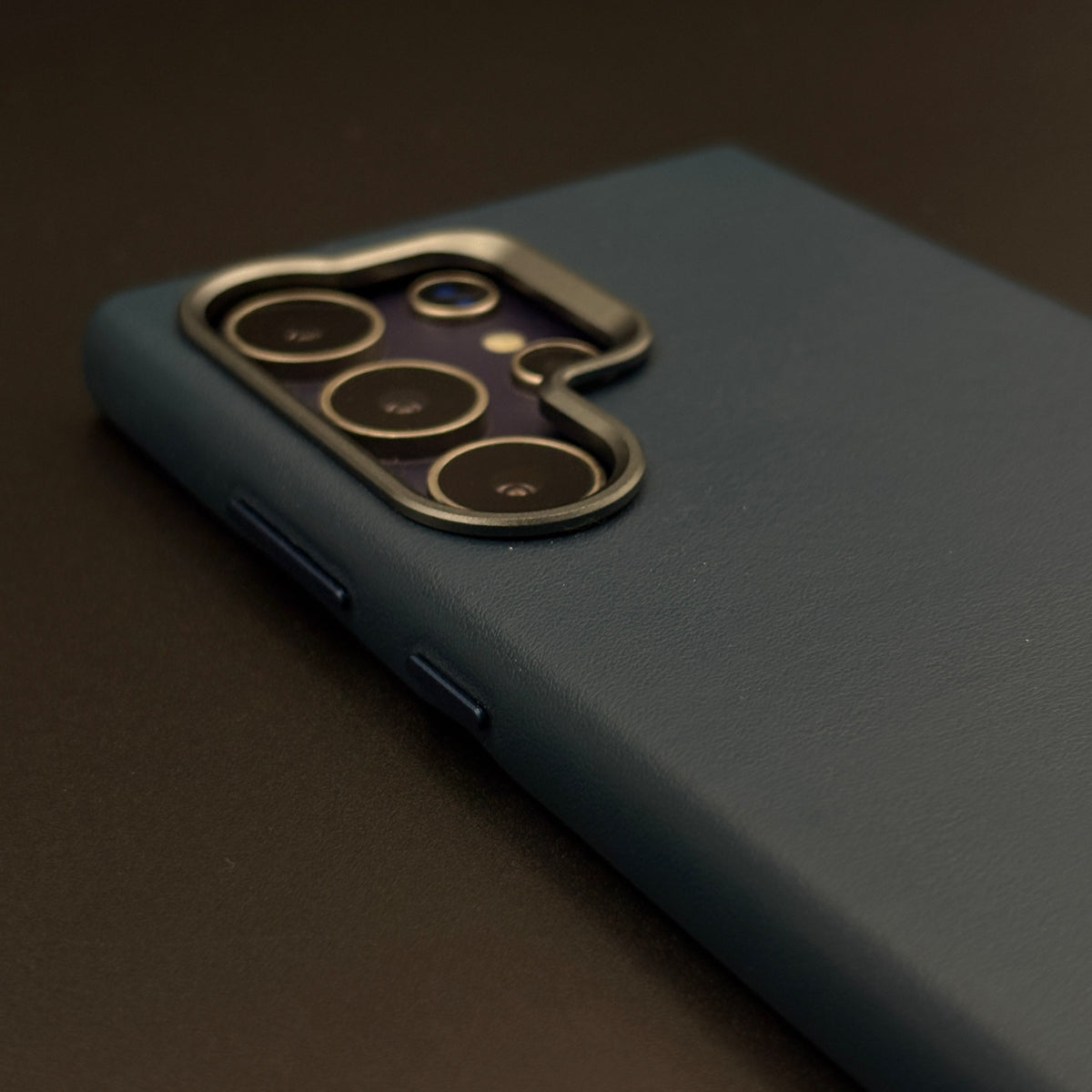 Leather Hidden MagSafe Protective Blue Case for Samsung Galaxy S24 Ultra with Embossed Logo