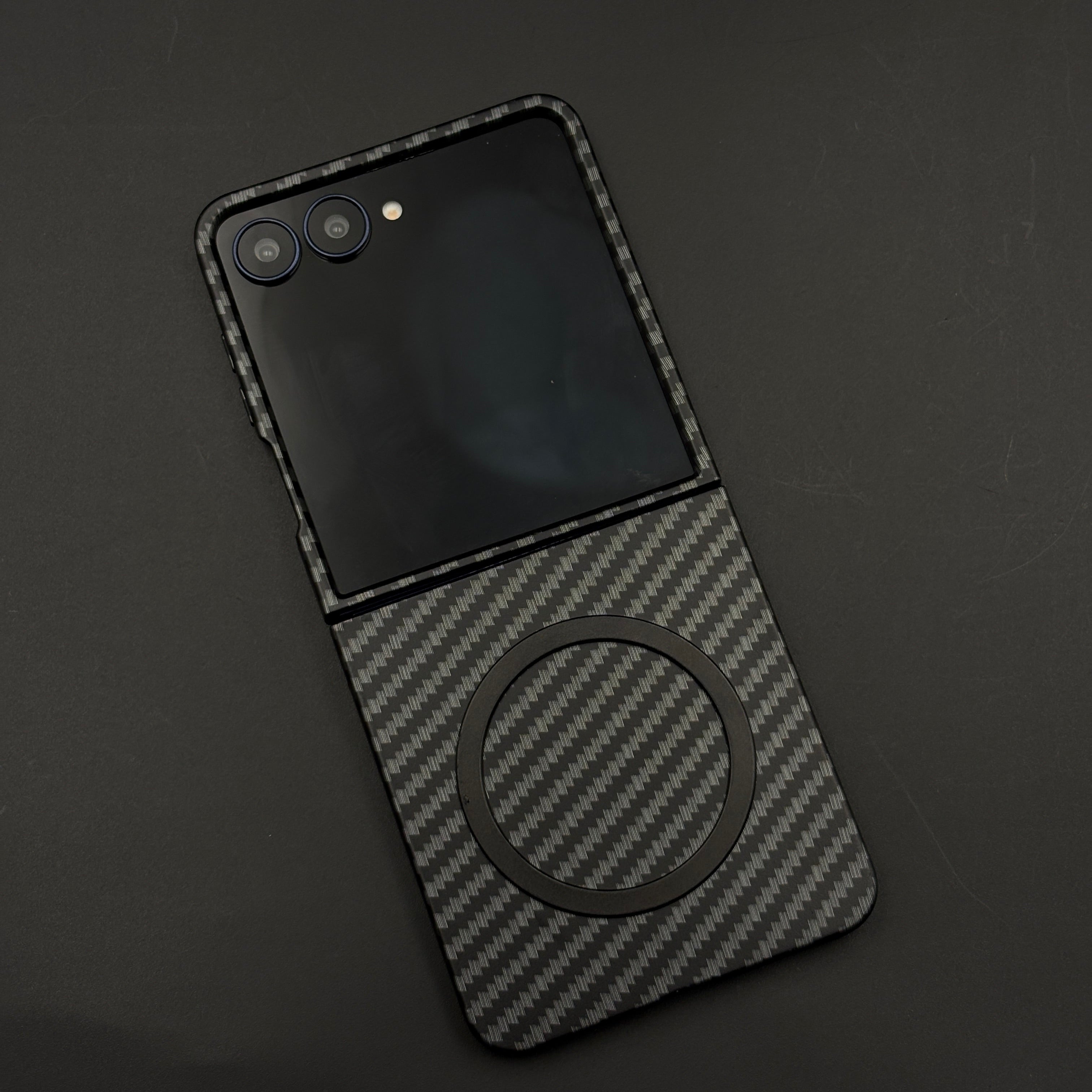 Carbon Fibre Texture MagSafe Mobile Case Cover for Samsung Galaxy Z Flip 7