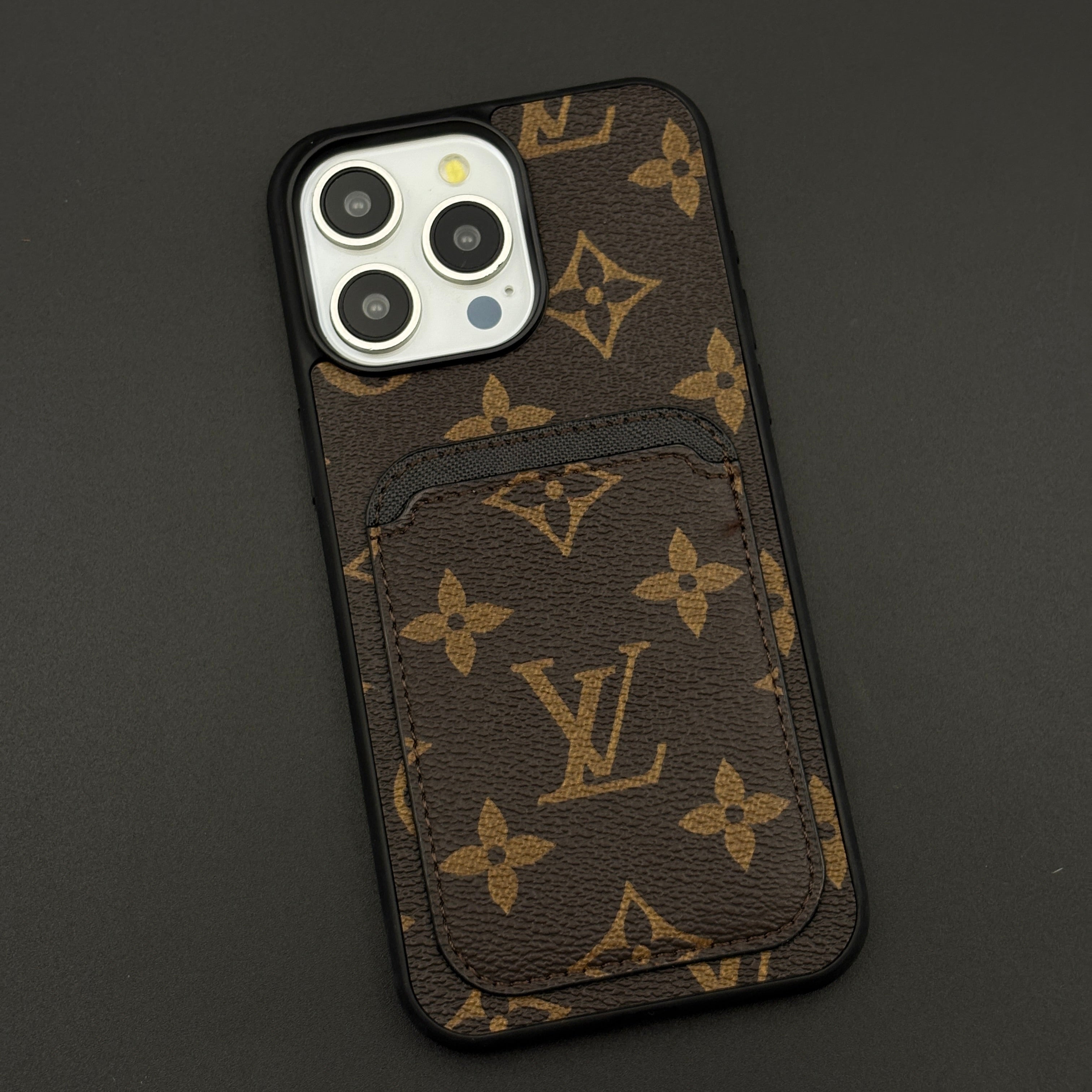 Luxury Monogram Cardholder Case for iPhone 15 Pro Max