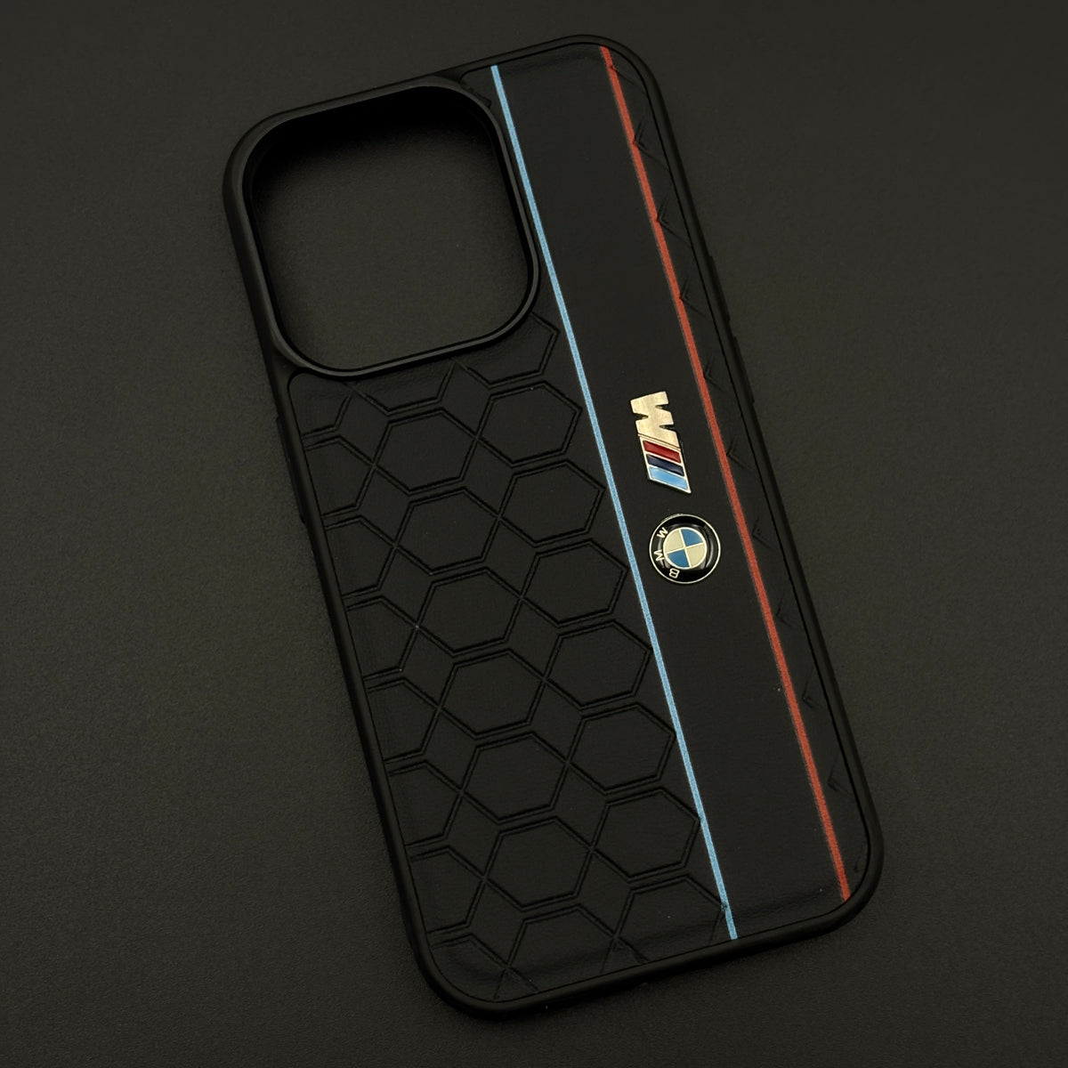 Motorsport-Inspired M Performance Protective Case for iPhone 15 Pro with Textured Grip Design