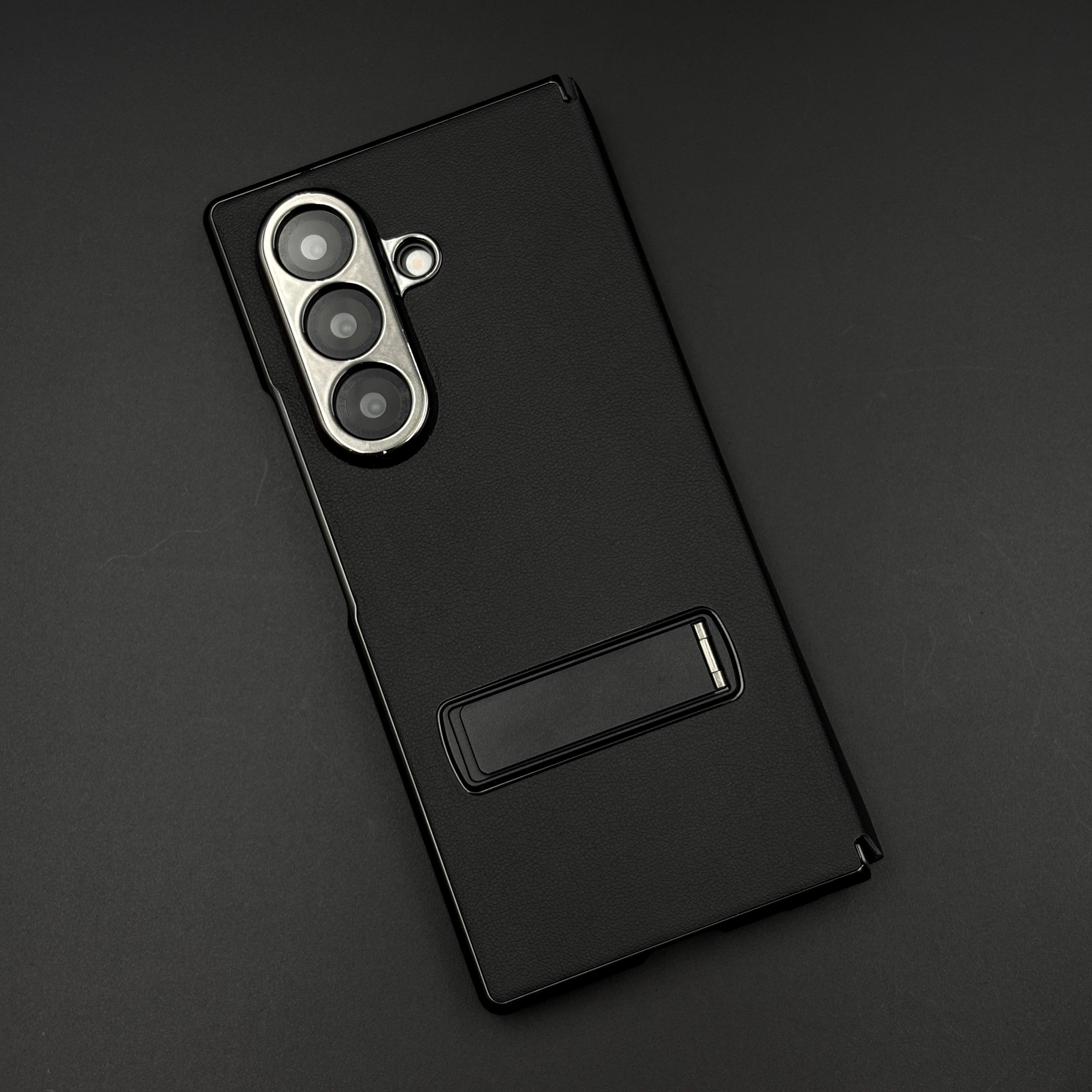 Leather Case with Flip Cover for Samsung Galaxy Z Fold 6 | Robust Metal Kickstand | Elegant Touch