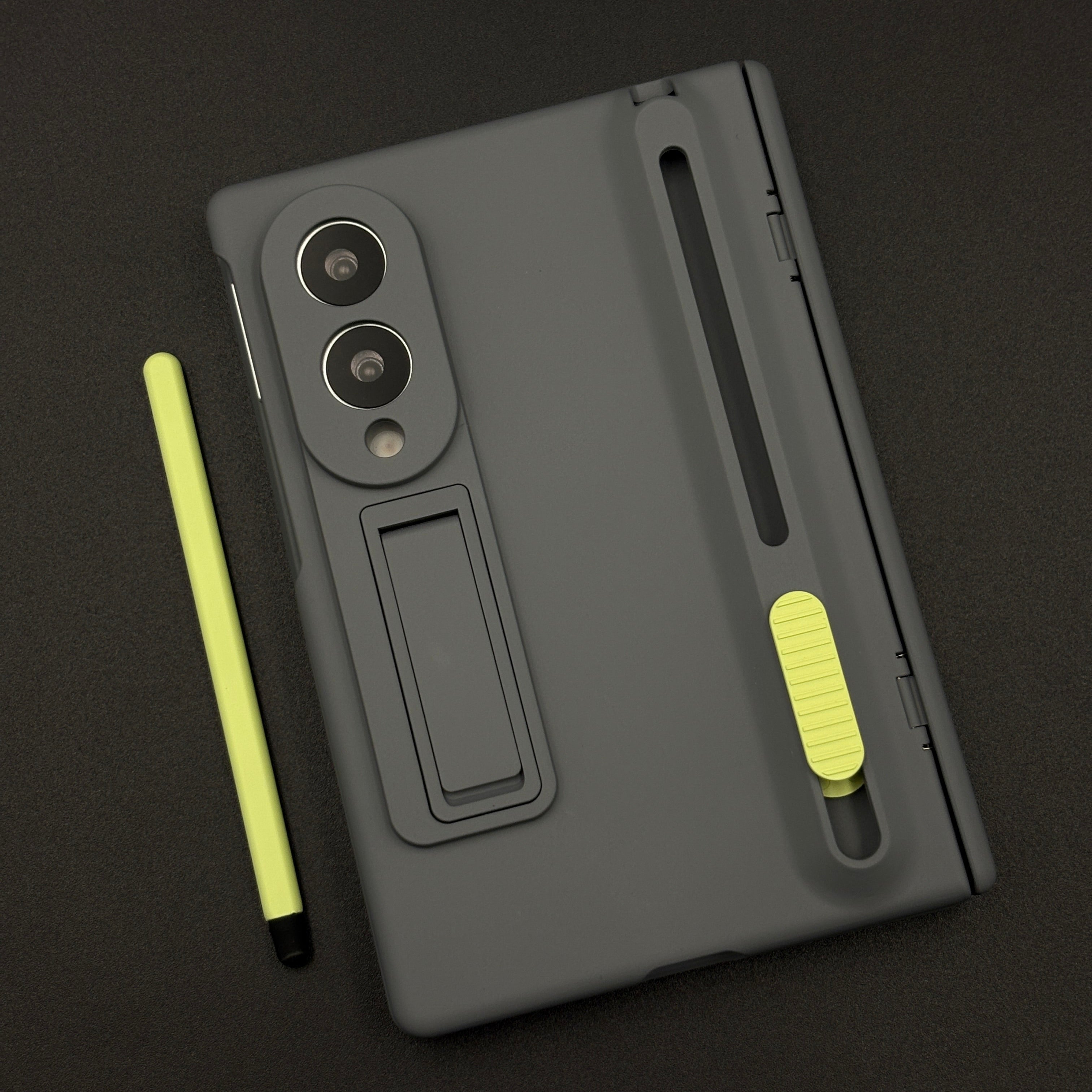 Matte Phone Case Cover with Pen & Holder for Samsung Galaxy Z Fold 8 | Kickstand | Hinge & Front Screen Protection