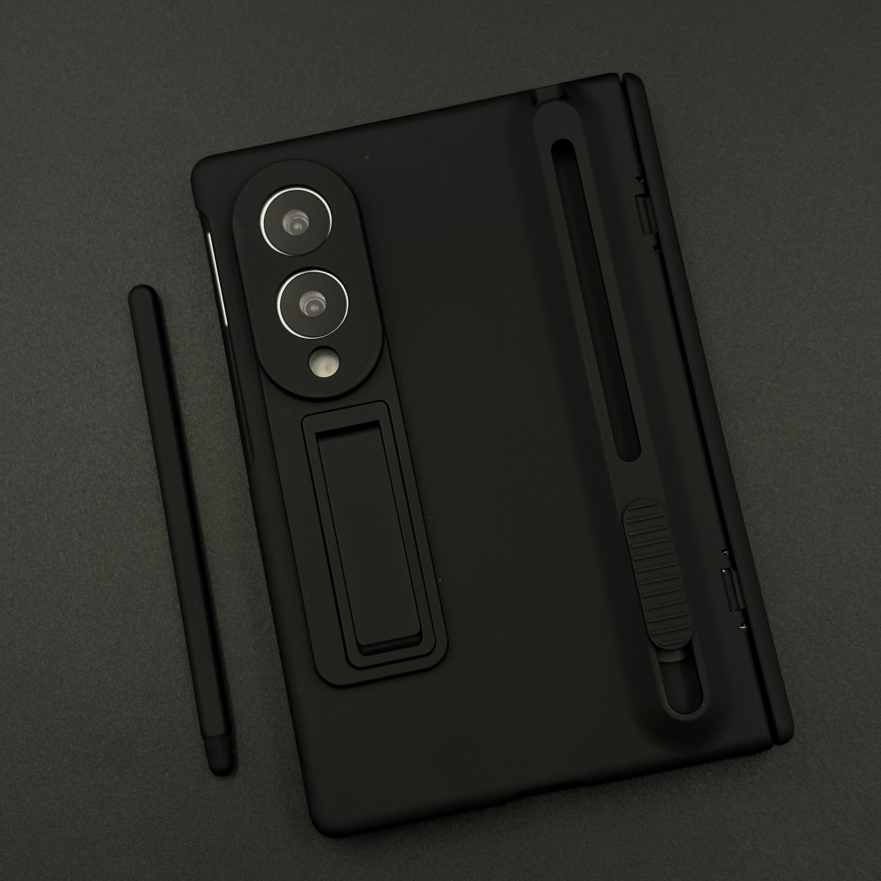 Matte Phone Case Cover with Pen & Holder for Samsung Galaxy Z Fold 8 | Kickstand | Hinge & Front Screen Protection