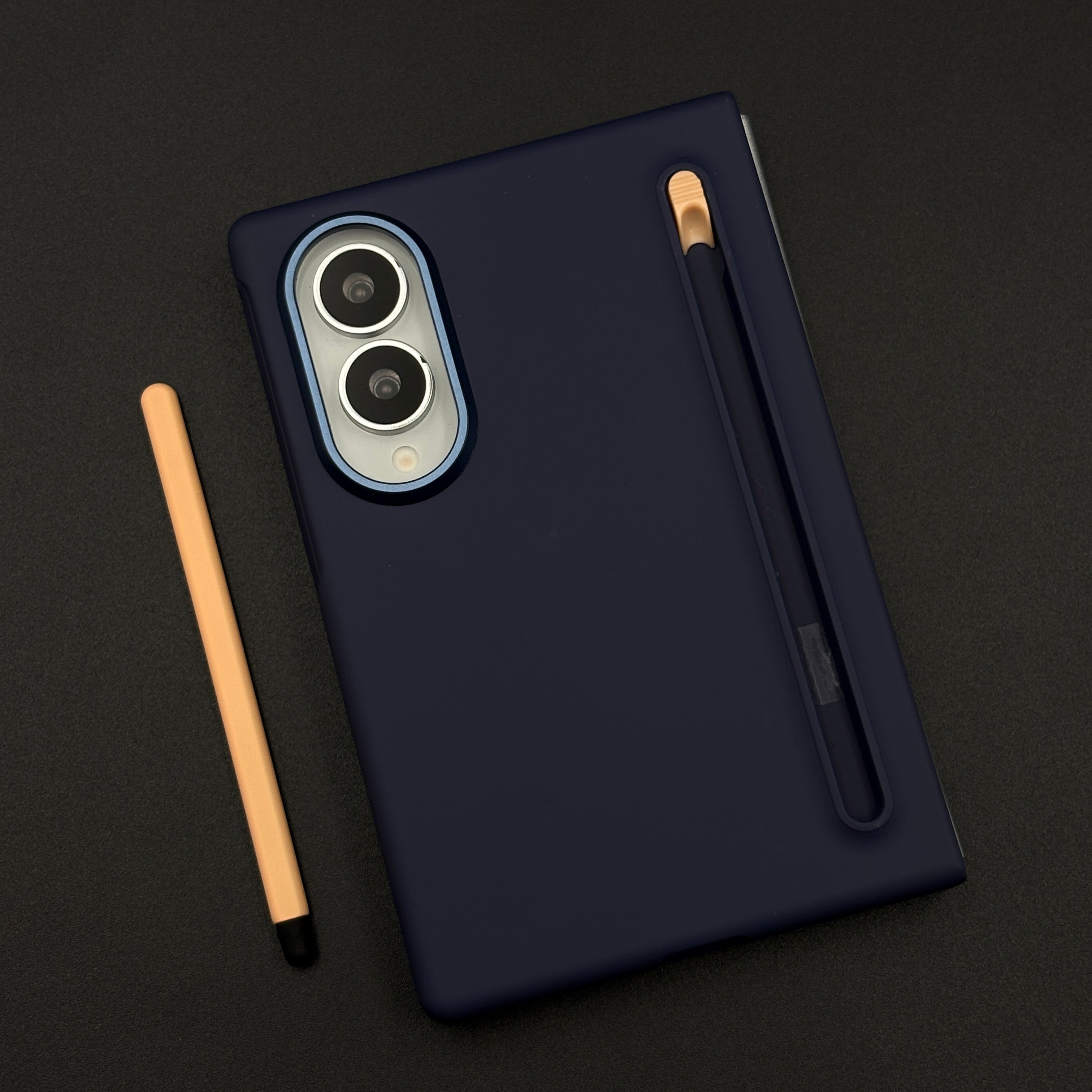Silk-Touch Silicone Slim Case for Samsung Galaxy Z Fold 8 with Built-In Pen Holder & Stylus Pen