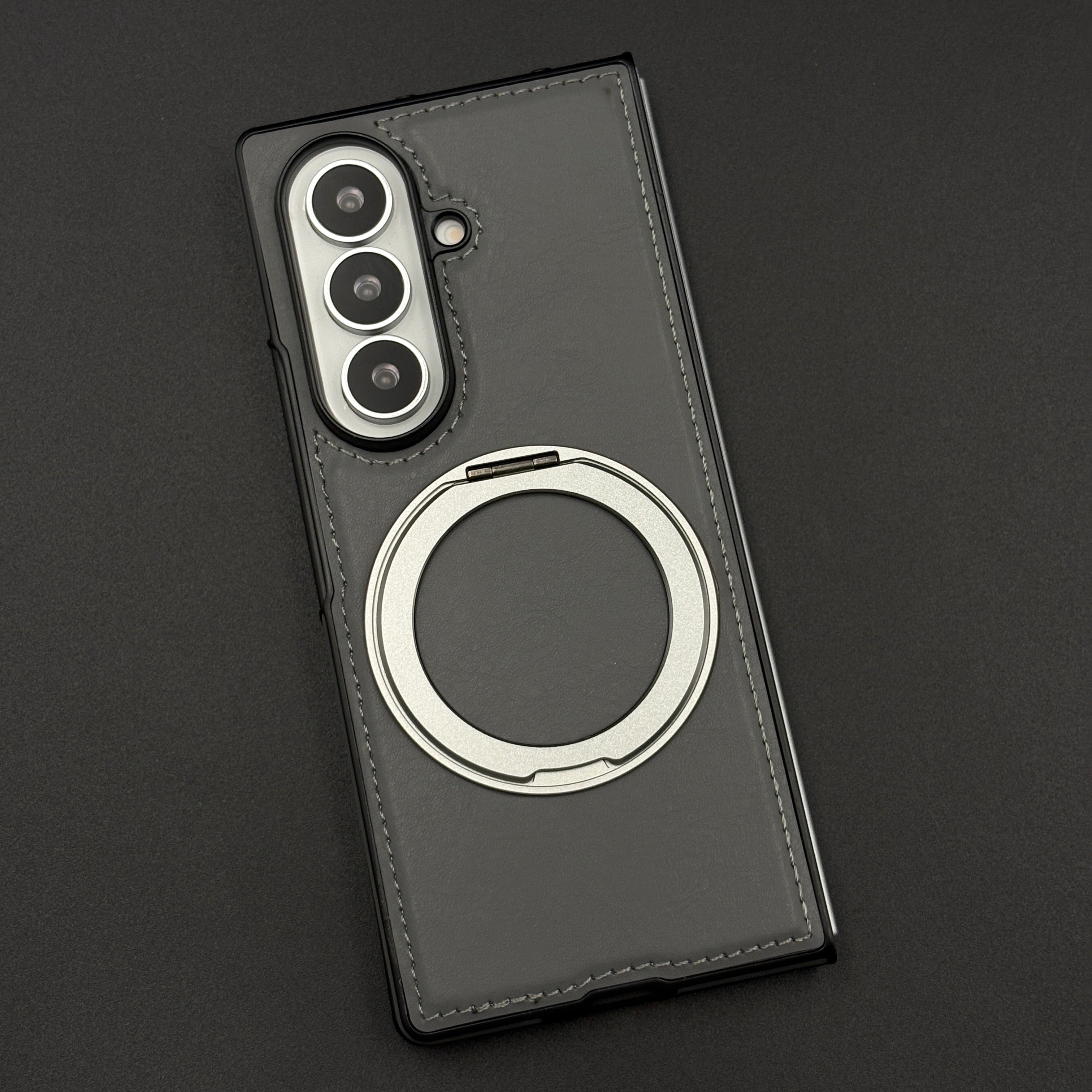 Stitched Leather MagSafe Ring Stand Case for Samsung Galaxy Z Fold 8 Ultra