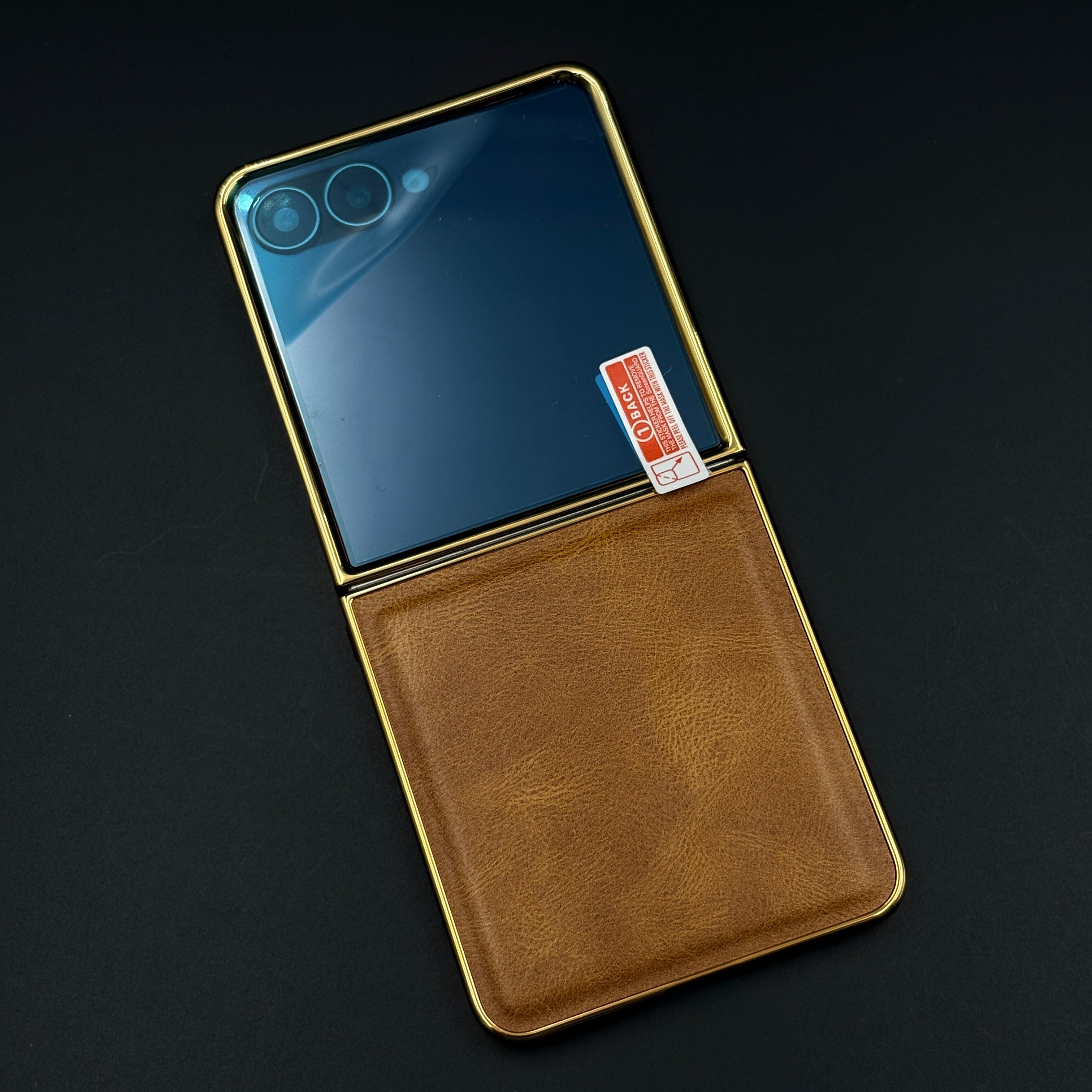 Leather Chrome Plated Case with Front Screen Protector for Samsung Galaxy Z Flip 7 | Luxury Protective Cover