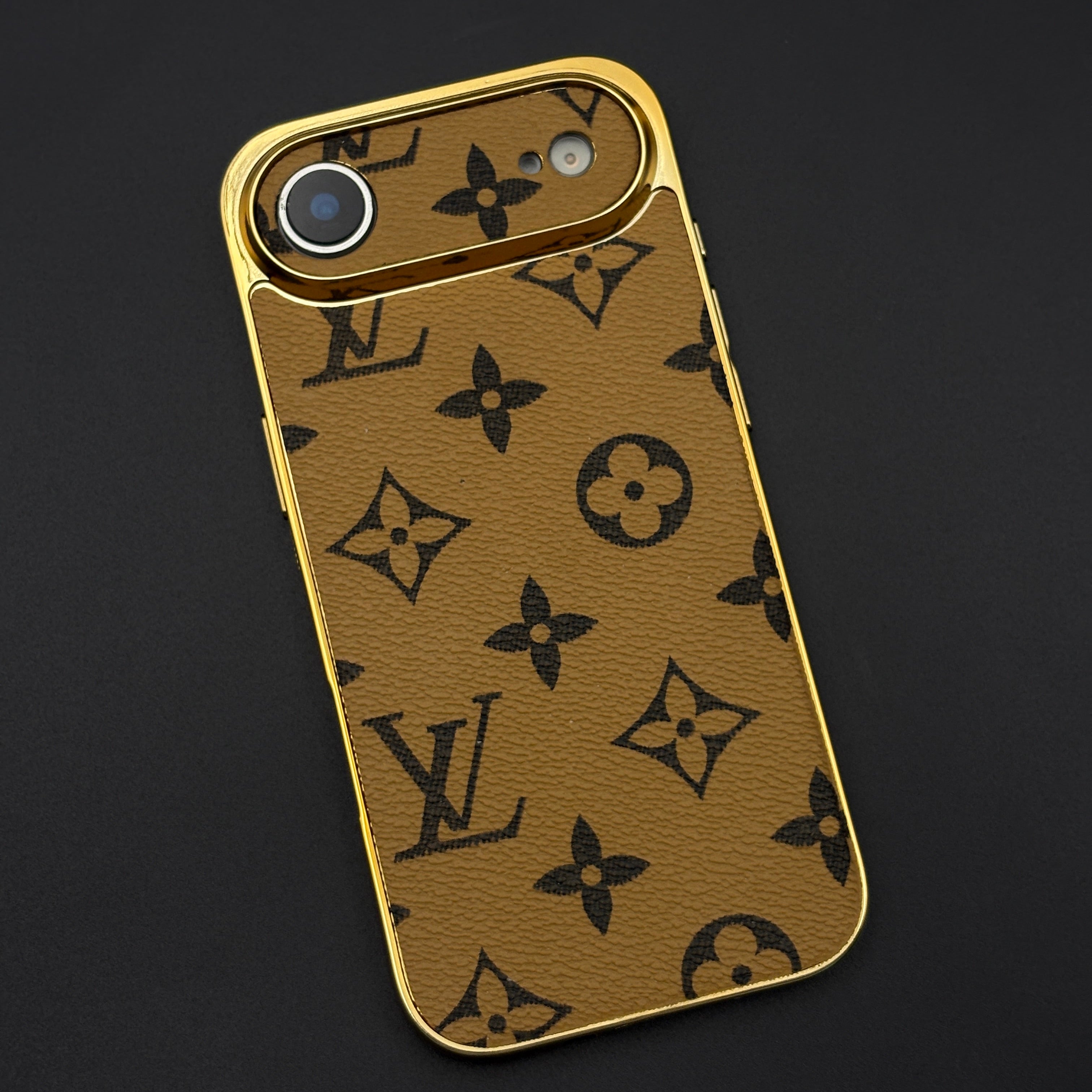 Luxury Fashion Brand Monogram Gold Chrome Border Case for iPhone 17 Air