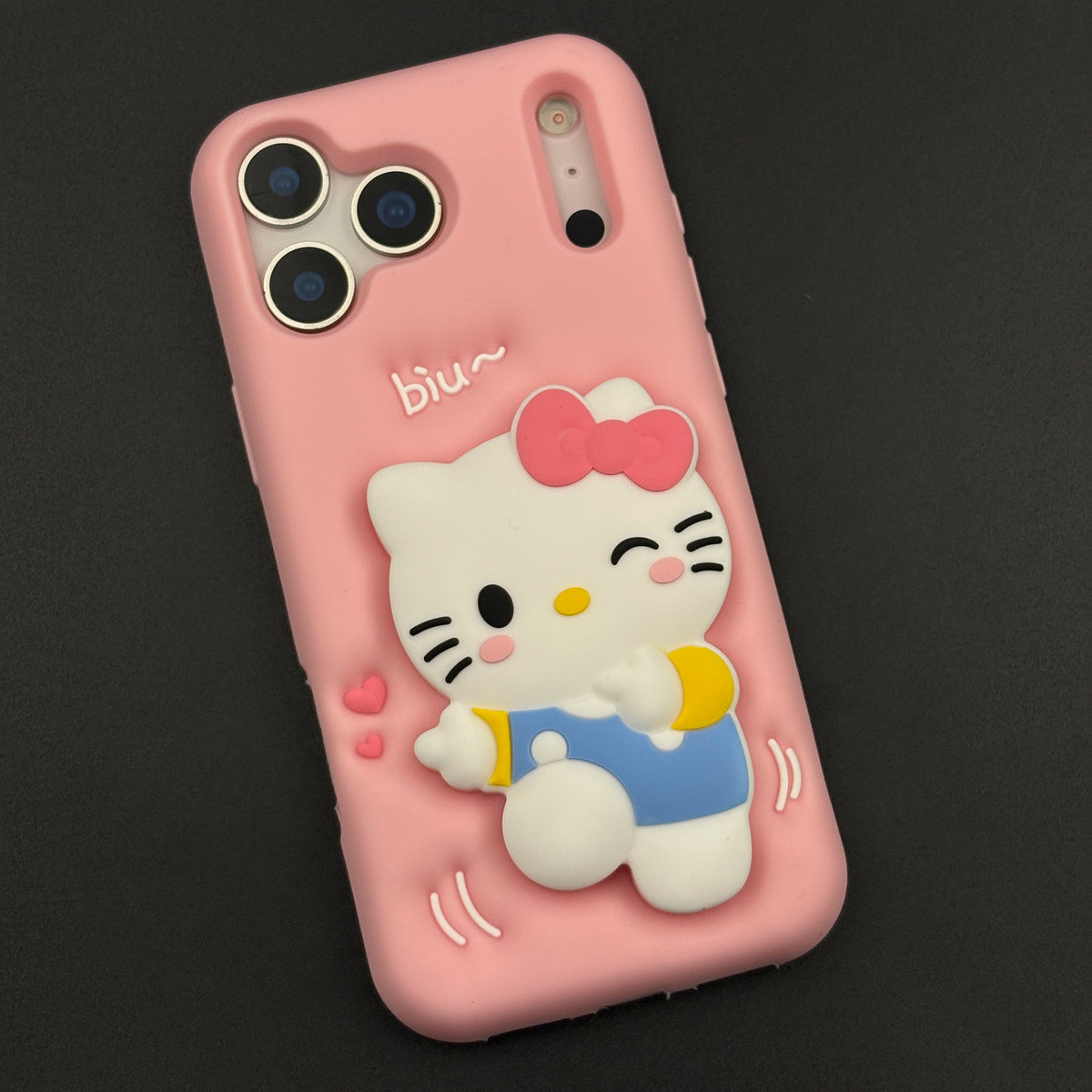 3D Kitty Cat Silicone Grip Stand Case for iPhone 17 Series with Pop-Out Holder