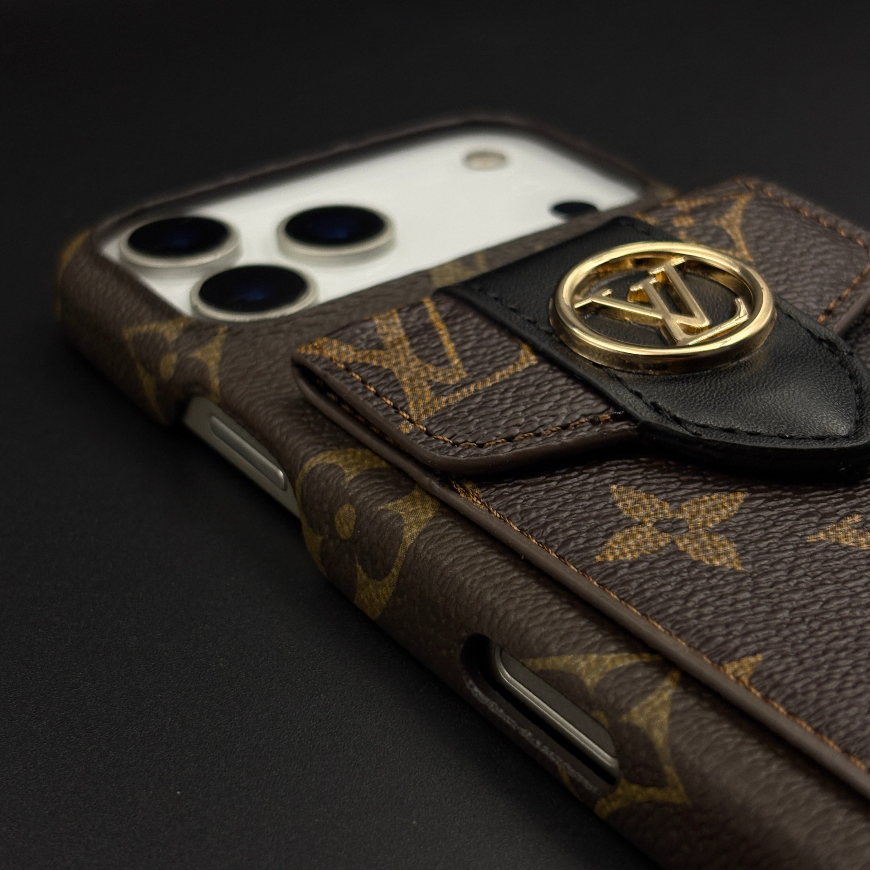 Luxury Fashion Brand Monogram Cardholder Case for iPhone 17 Series with Detachable Sling Strap