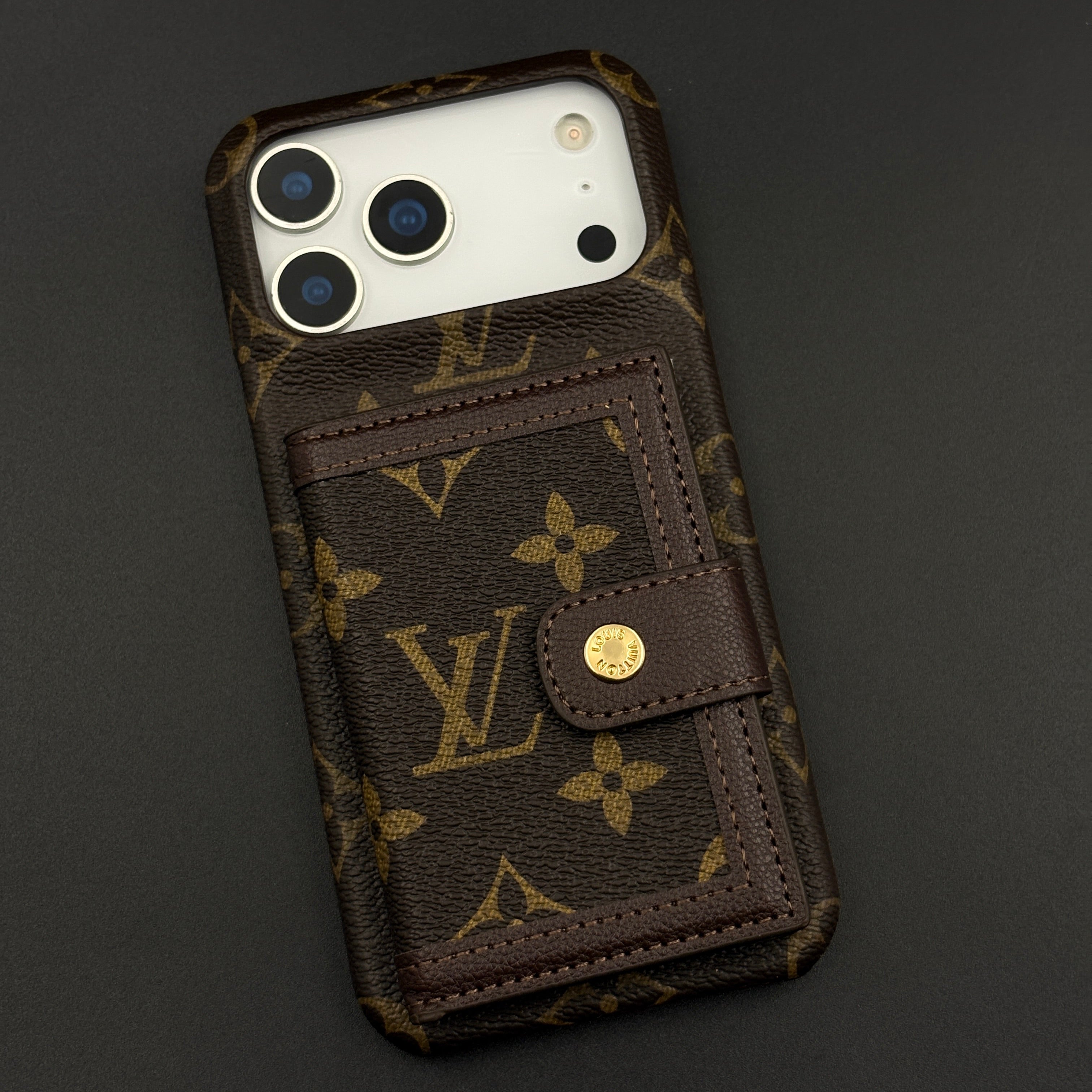 Luxury Fashion Brand Brown Cardholder Wallet Case for iPhone 17 Series