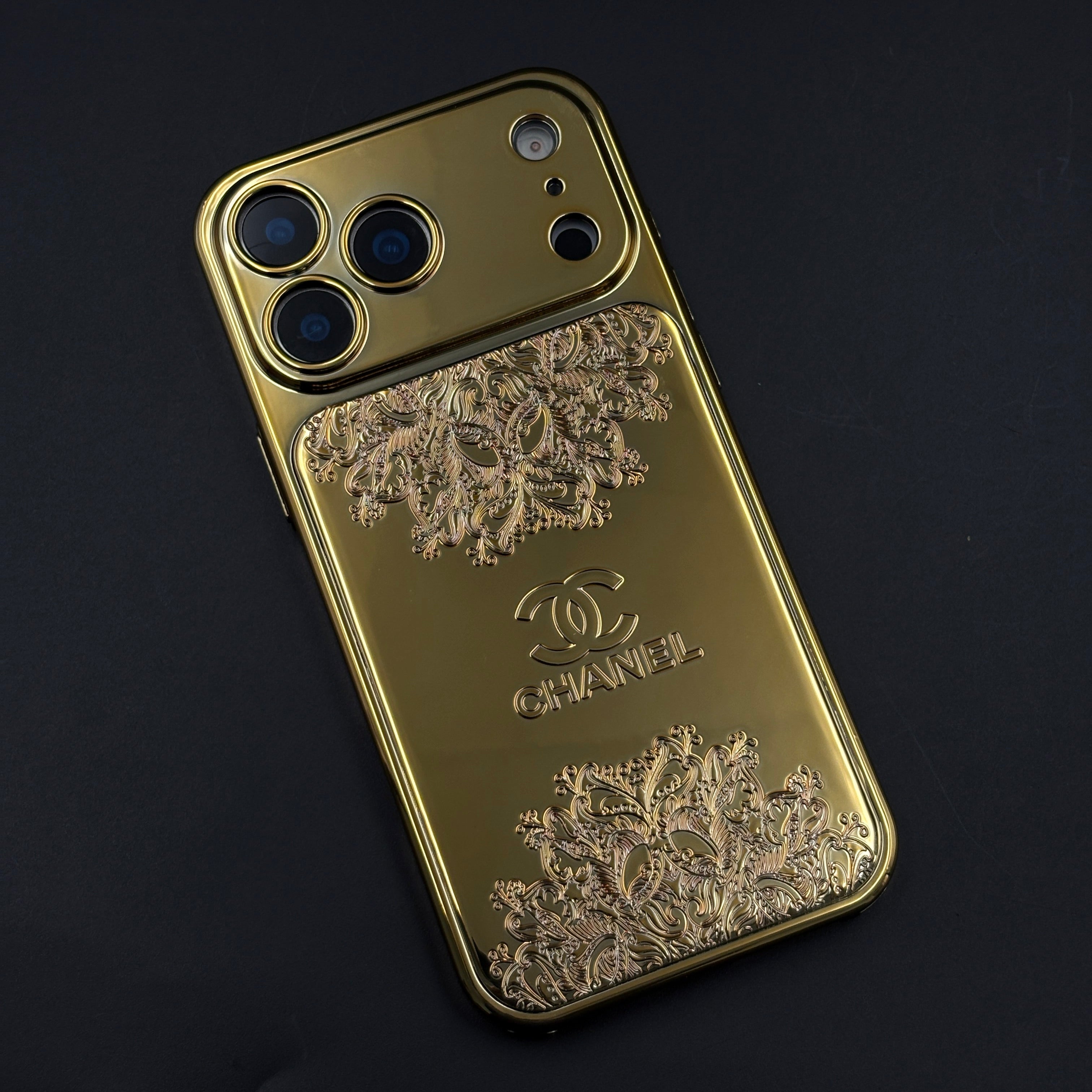 Gold Baroque Embossed CC Luxury Case for iPhone 17 Series