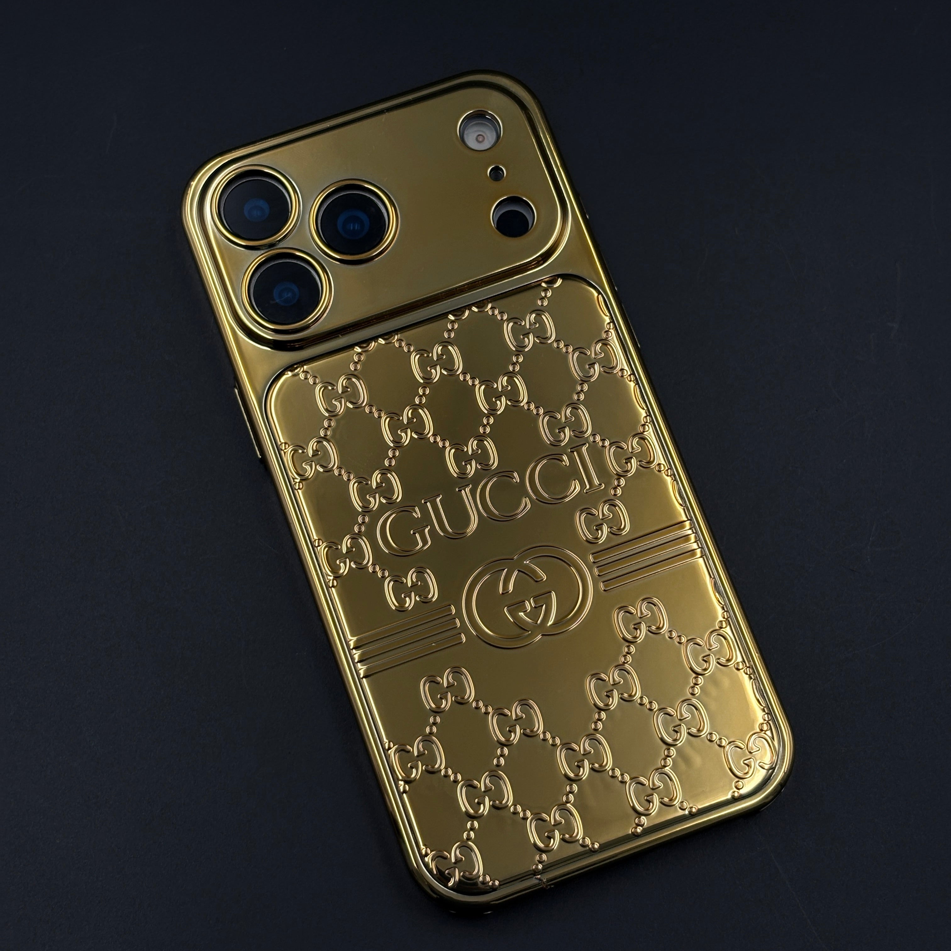 Gold Monogram Embossed GG Case for iPhone 17 Series