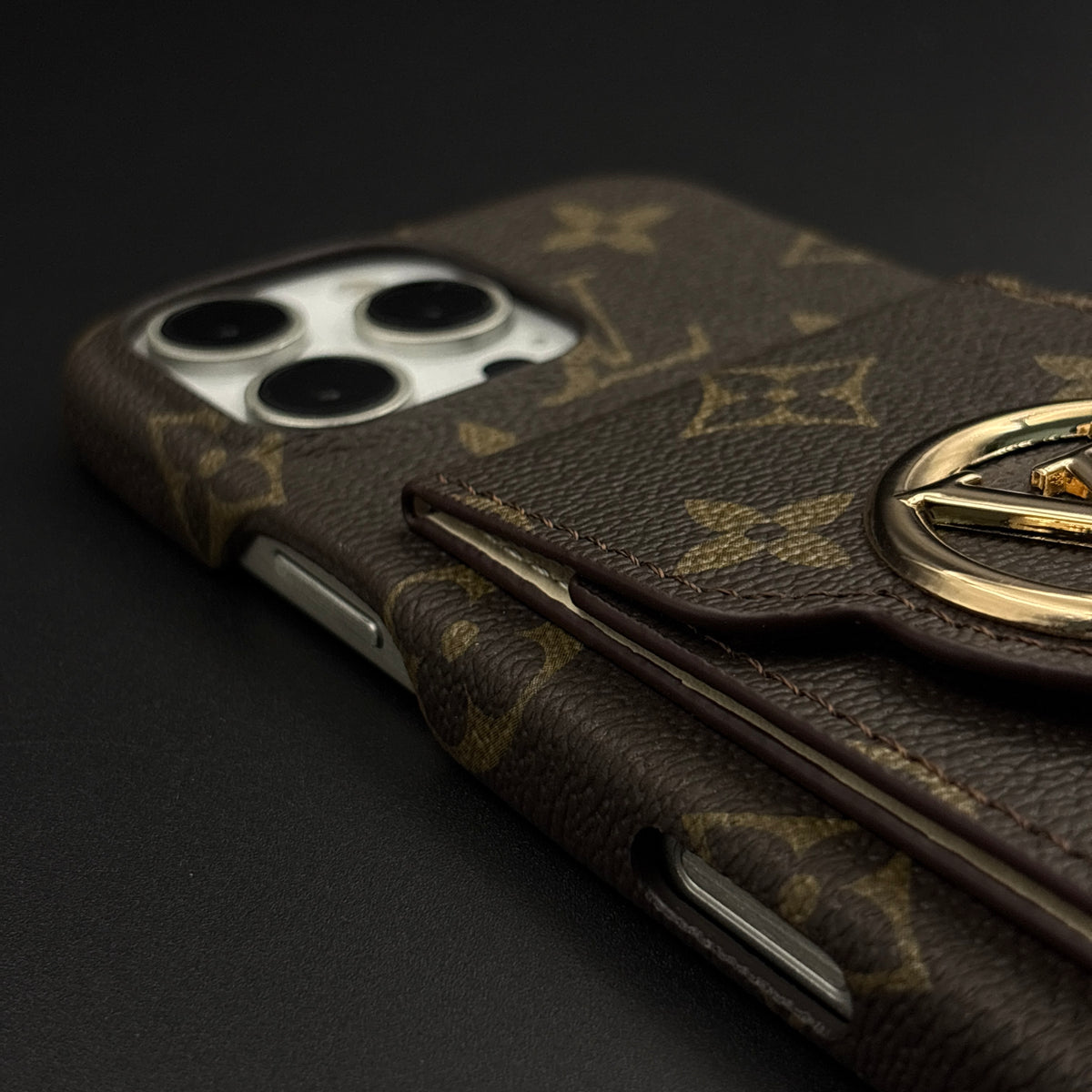 Luxury Fashion Brand Monogram Cardholder Wallet Case with Mirror for iPhone 16 Series