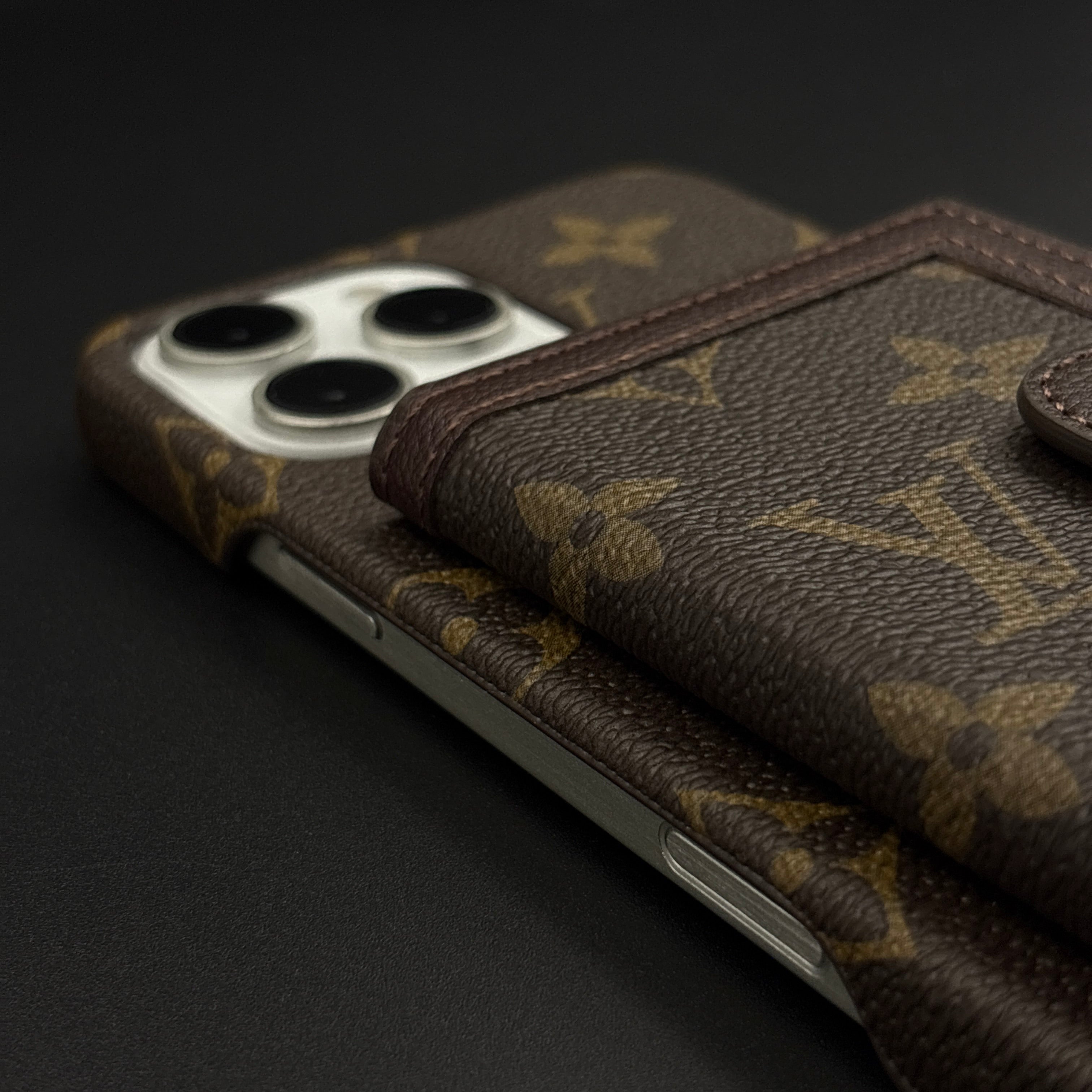 Luxury Fashion Brand Brown Cardholder Wallet Case for iPhone