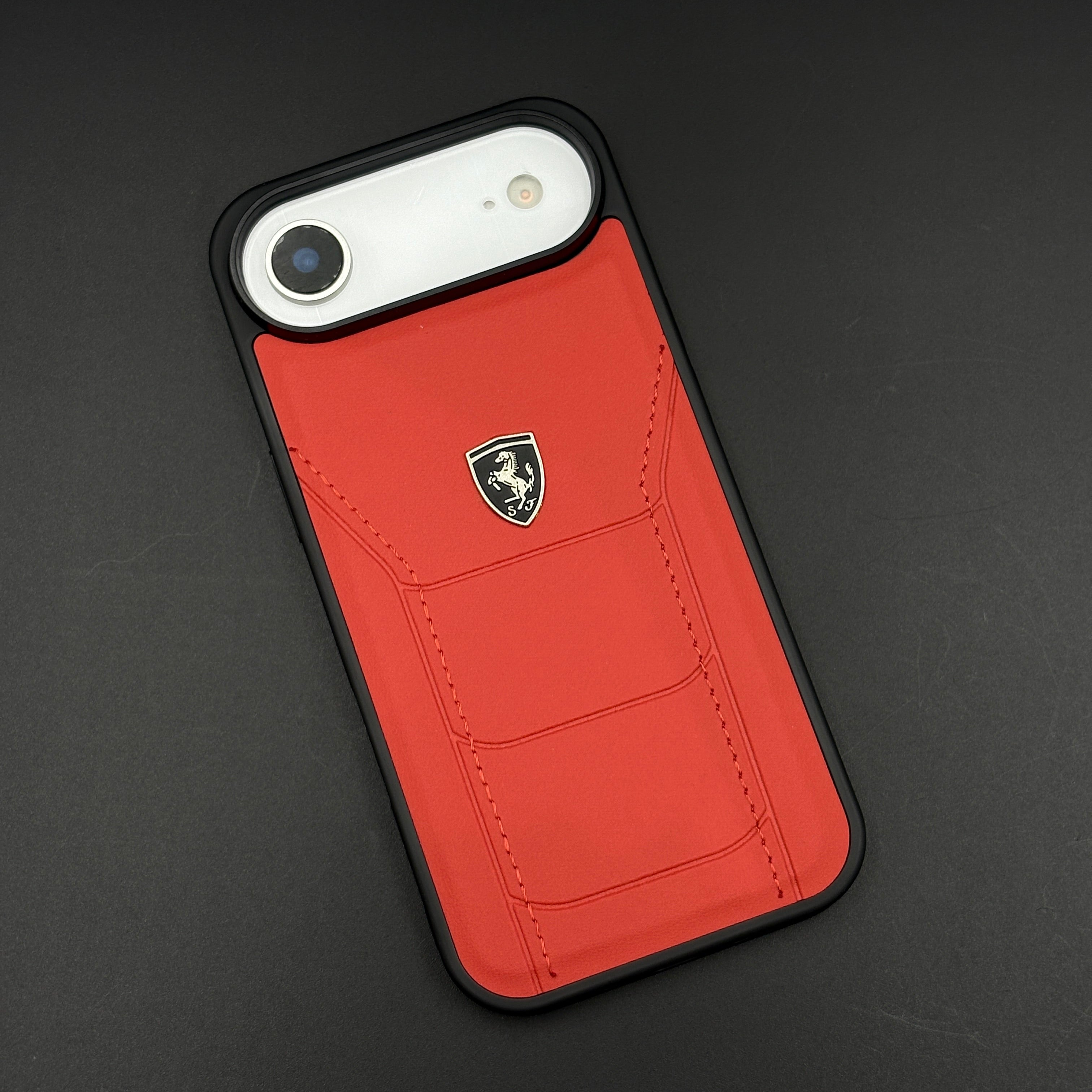 Luxury FR Stitched Leather Phone Case Cover for iPhone 17 Air | Iconic Red Design