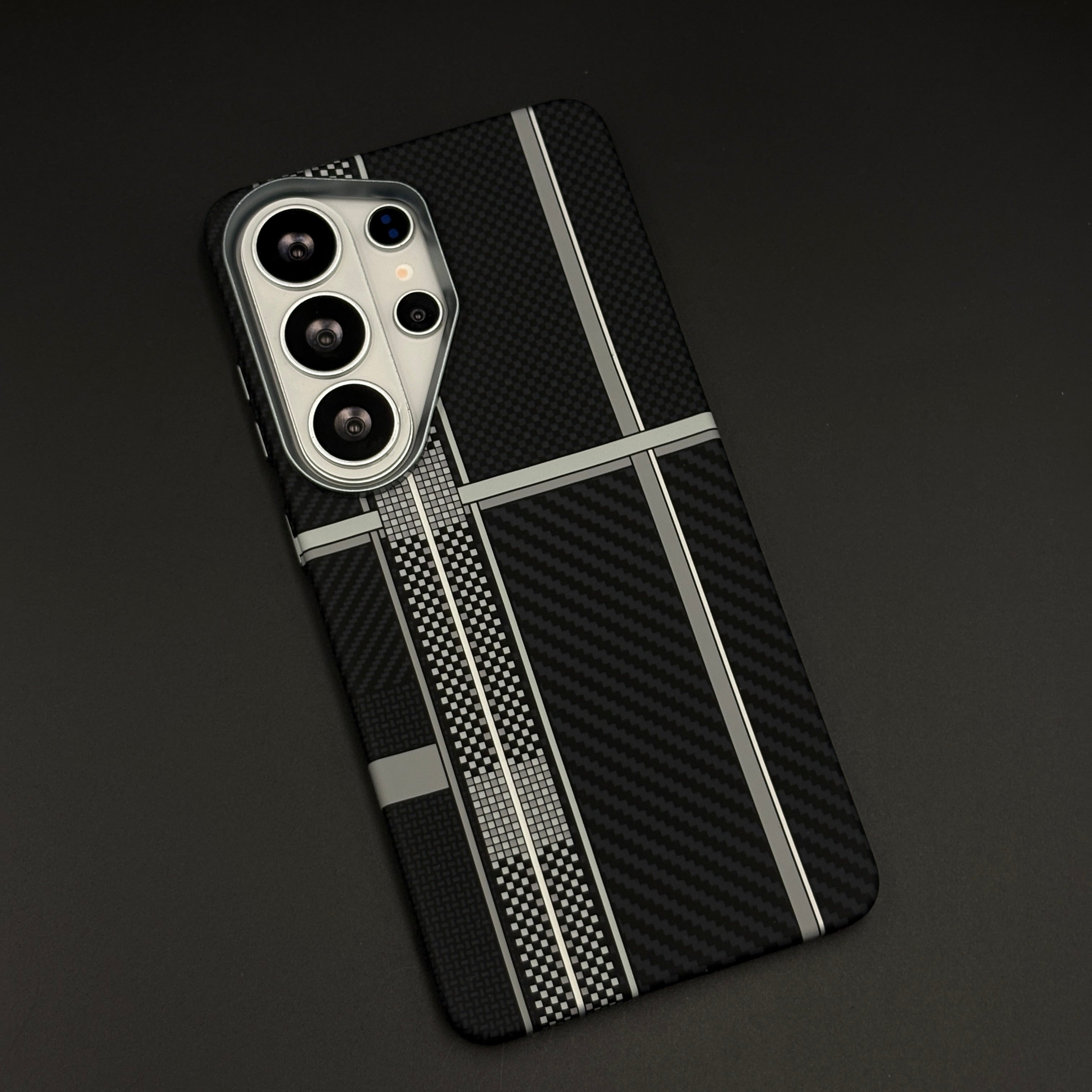 Carbon Fibre Cross Grid Hidden MagSafe Mobile Case Cover for Samsung Galaxy S26 Ultra