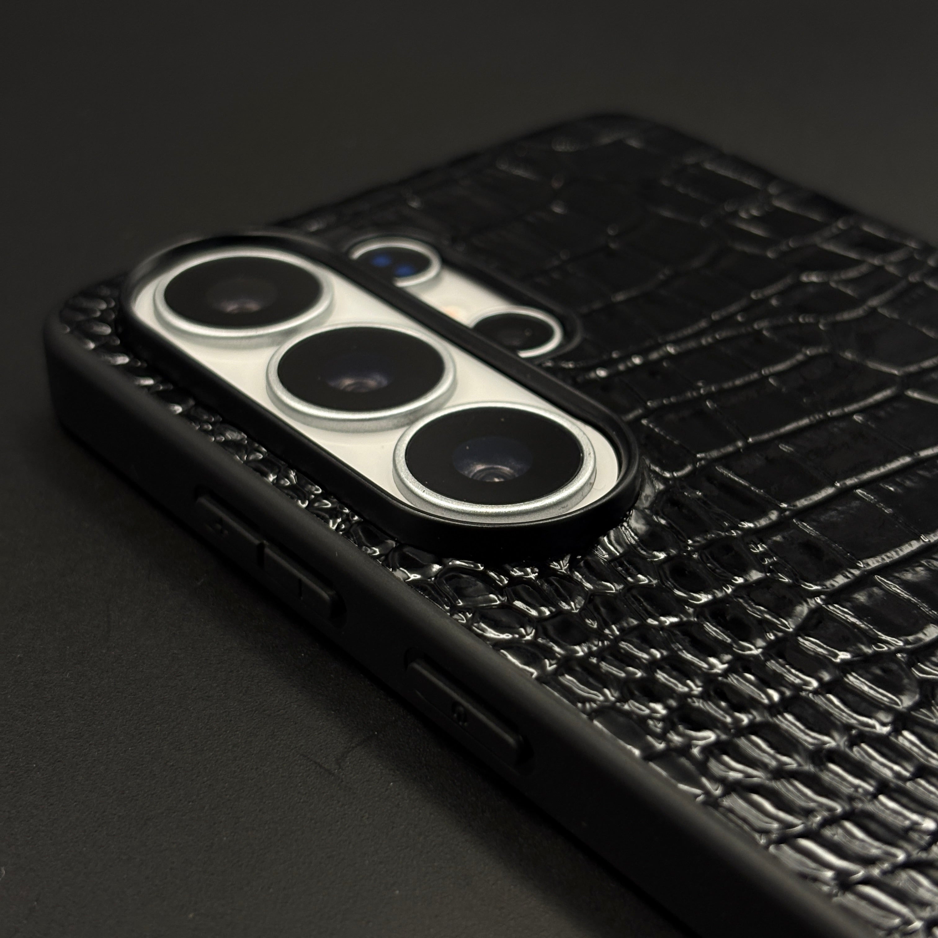 MB Logo Croc Texture Leather Style Mobile Case Cover for Samsung Galaxy S26 Ultra