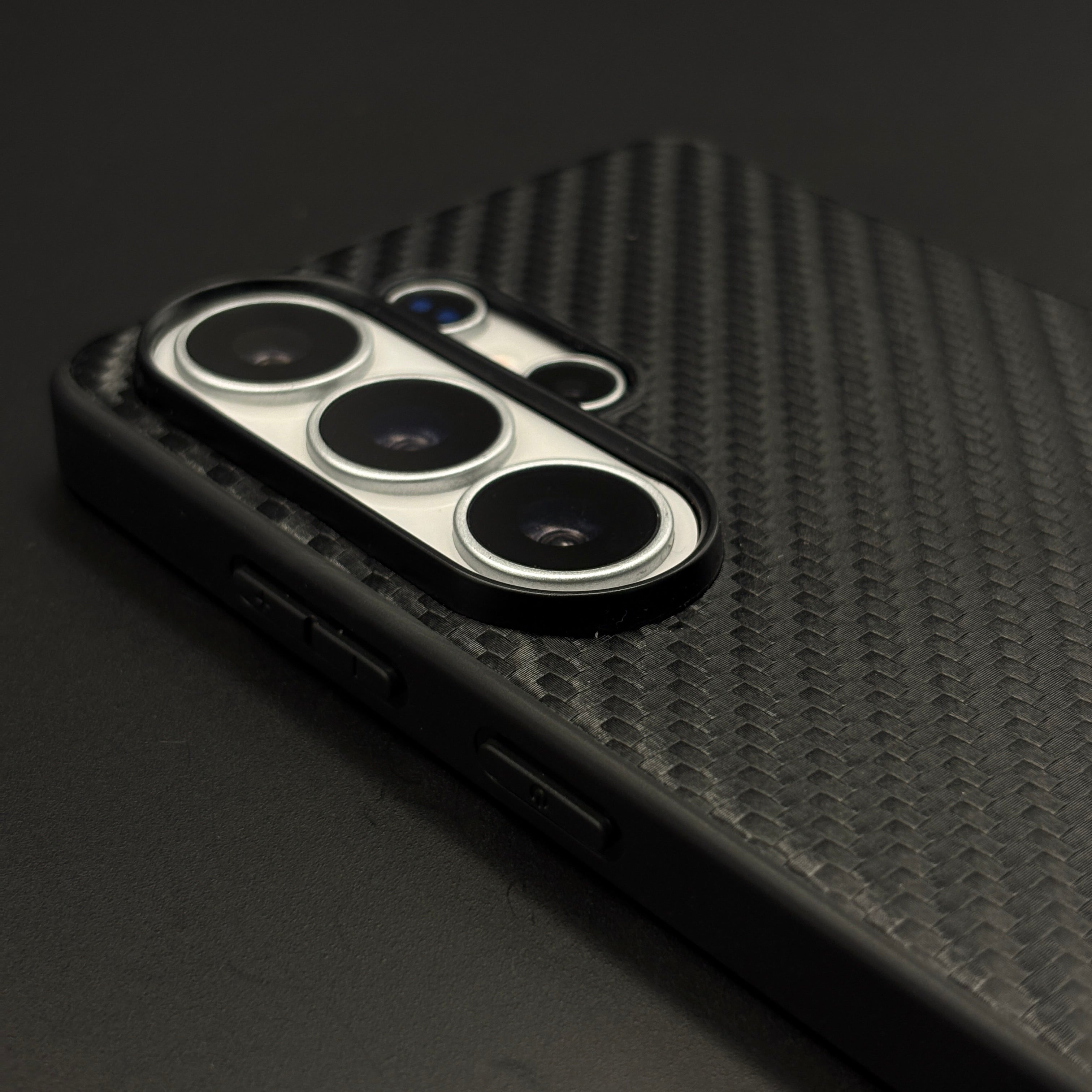 MB Logo Carbon Fibre Texture Leather Style Mobile Case Cover for Samsung Galaxy S26 Ultra