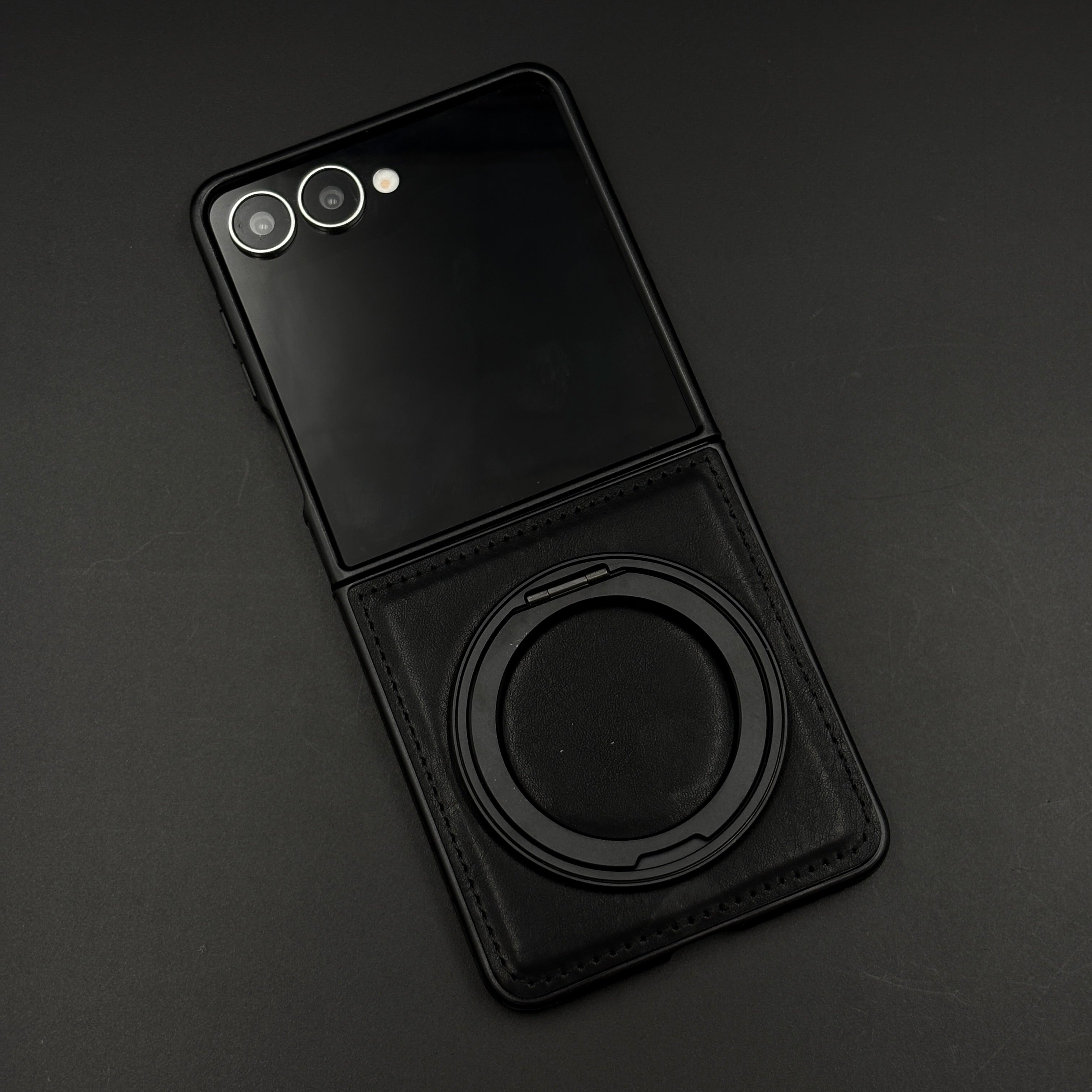 Stitch Leather Series MagSafe Case for Samsung Galaxy Z Flip 7 | 360° Rotating Metal Stand