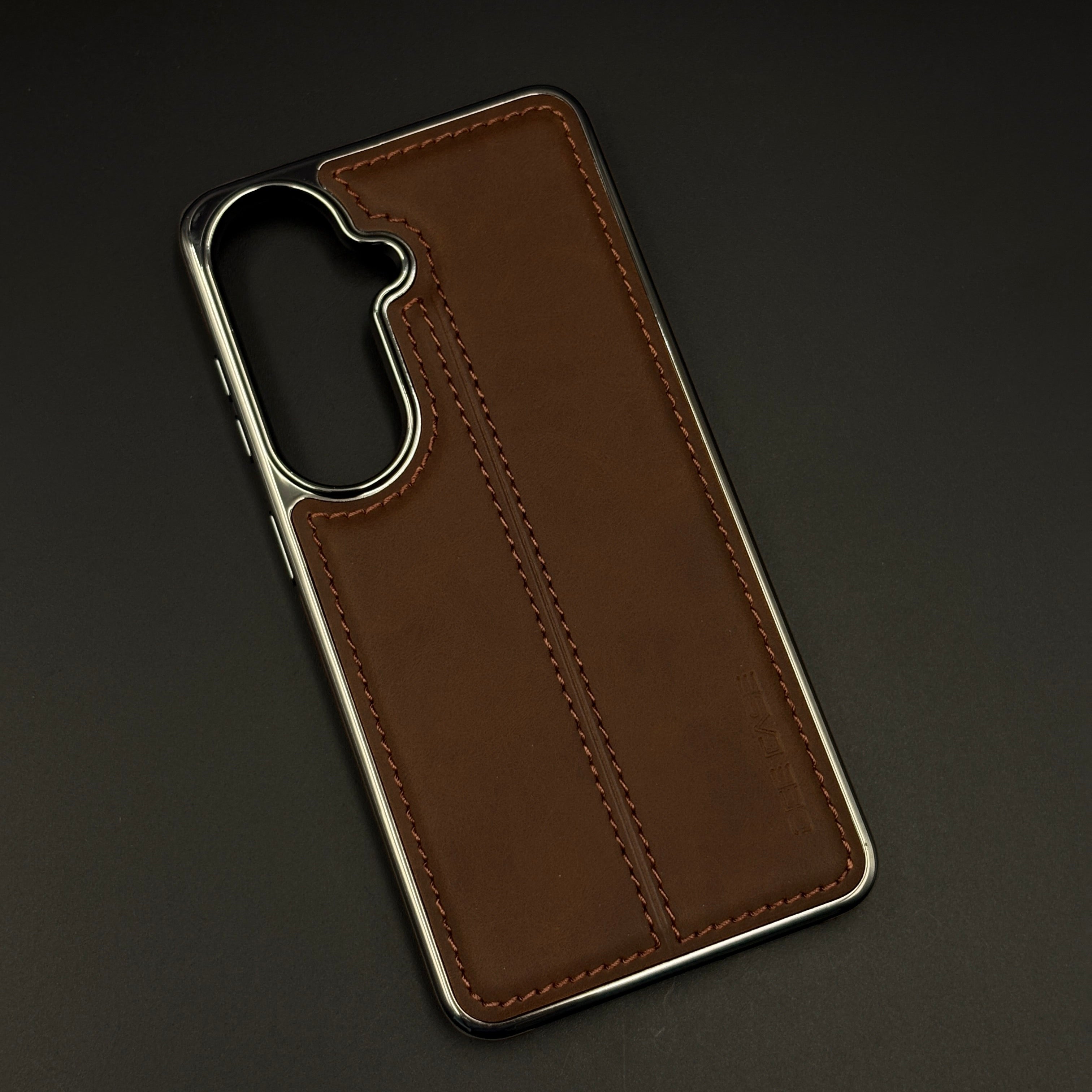 Centre Stitch Leather Chrome Plated Microfiber Inner Mobile Case Cover for Samsung Galaxy S26