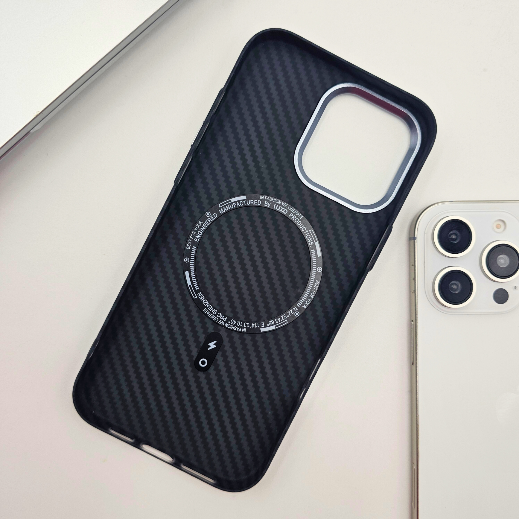 iPhone Series Black Premium Slim Case | Rare Aramid Texture Finish | Real Carbon Fibre Feel | Hidden MagSafe