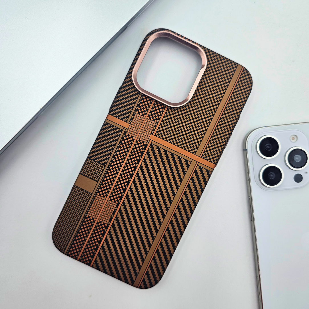 iPhone Series Desert Brown Premium Slim Case | Rare Aramid Texture Finish | Real Carbon Fibre Feel | Hidden MagSafe