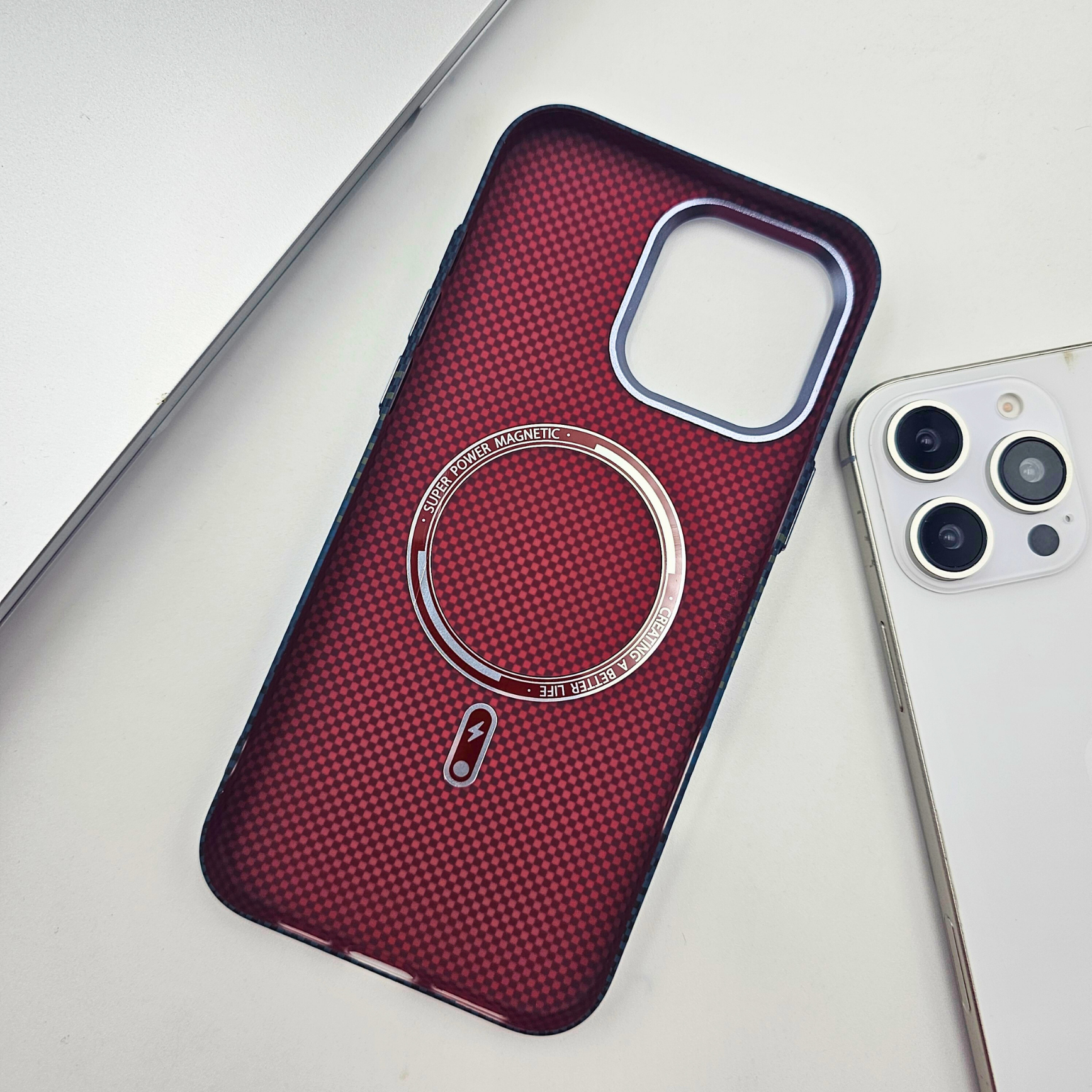 iPhone Series Teal Premium Slim Case | Rare Aramid Texture Finish | Real Carbon Fibre Feel | Hidden MagSafe