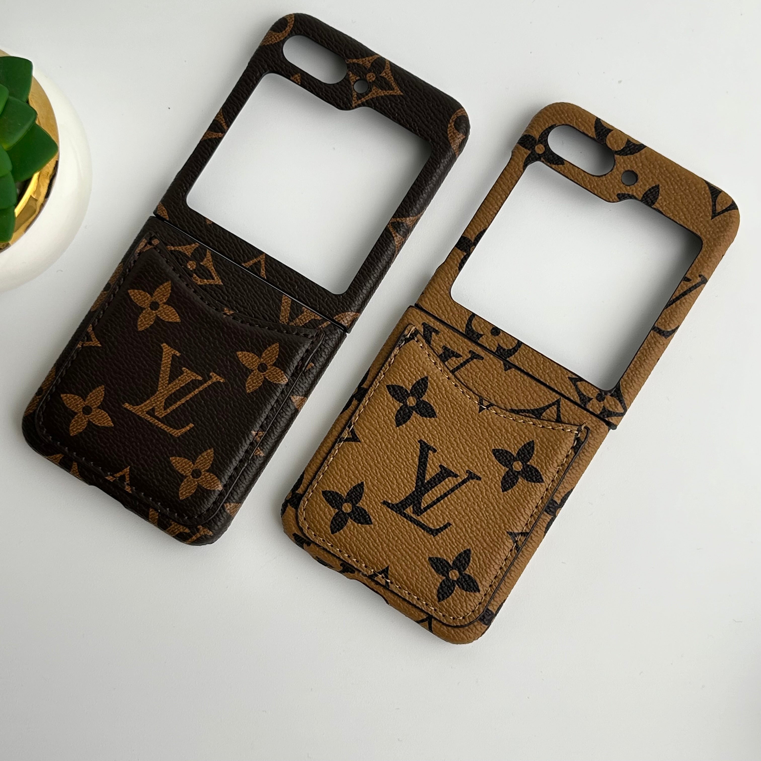 Samsung Galaxy Z Flip 6 Premium Luxury Brand Leather Card Holder Case Cover