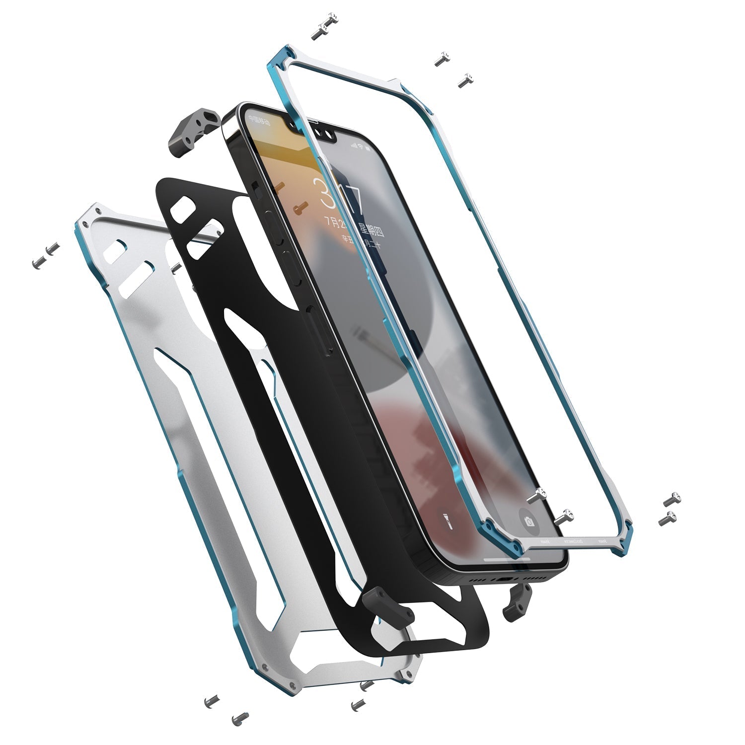 R-Just Aluminum Frame Metallic iPhone 13 Pro Case Cover Black