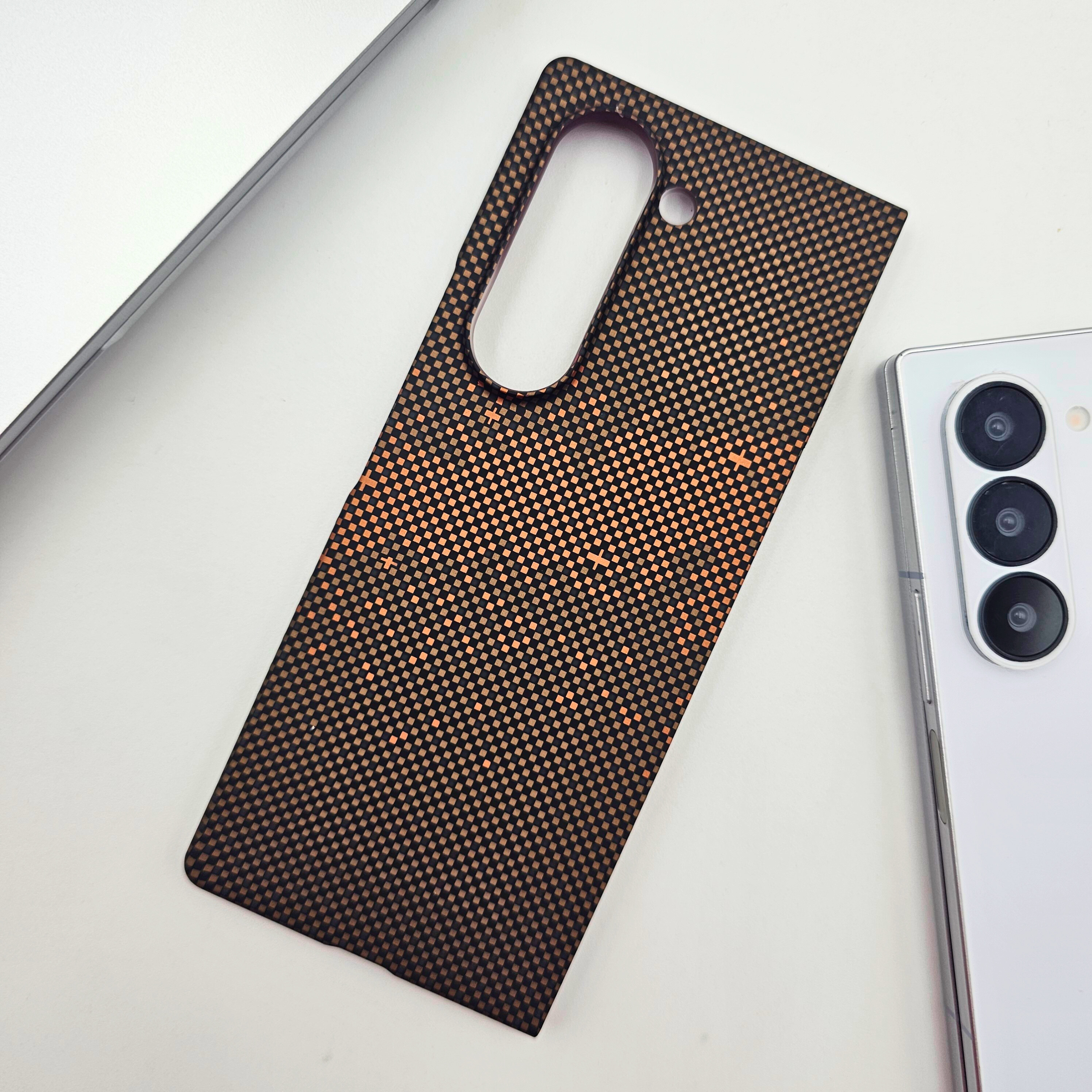 Samsung Galaxy Z Fold 6 Brown Premium Slim Case | Rare Aramid Texture Finish | Real Carbon Fibre Feel | Hidden MagSafe