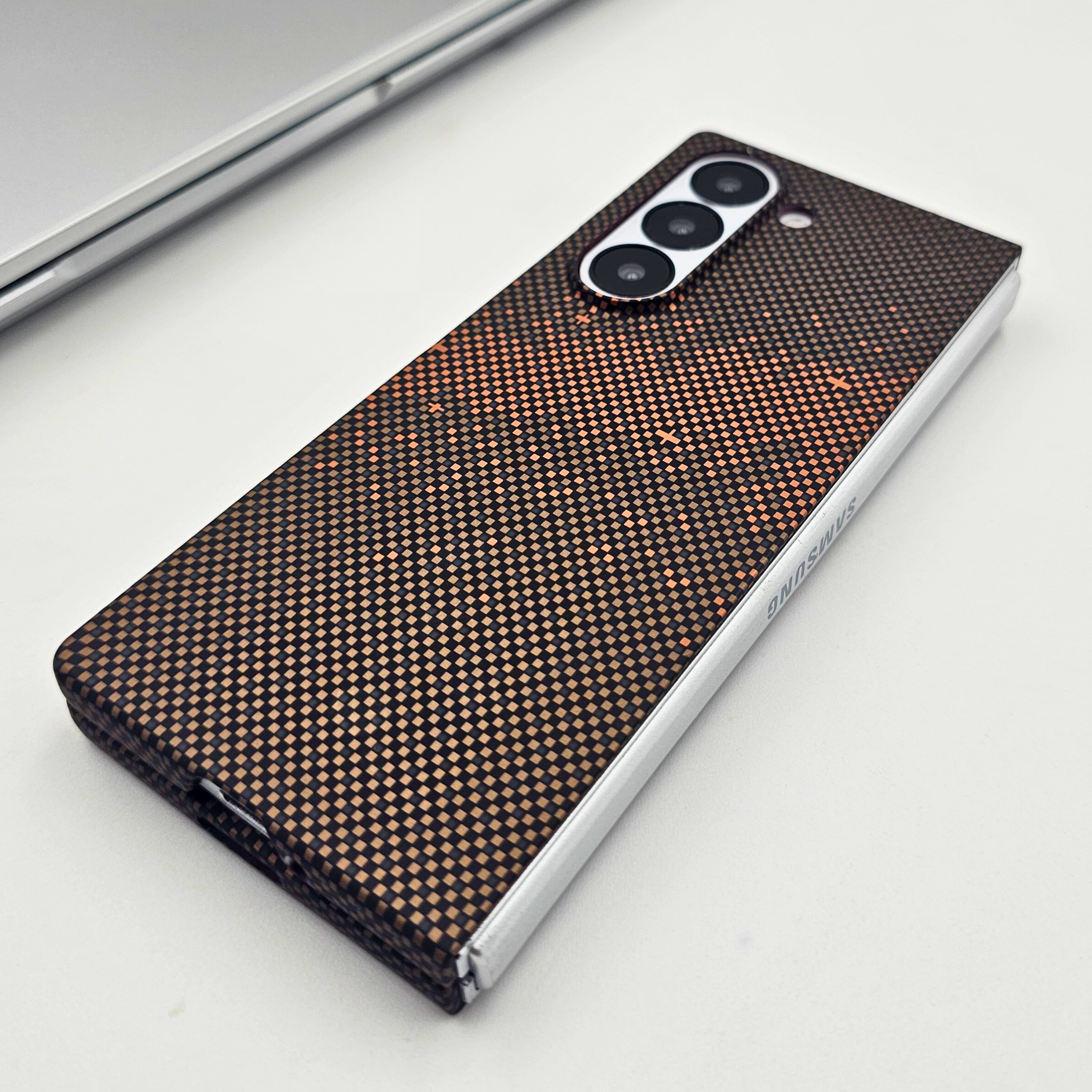 Samsung Galaxy Z Fold 6 Brown Premium Slim Case | Rare Aramid Texture Finish | Real Carbon Fibre Feel | Hidden MagSafe