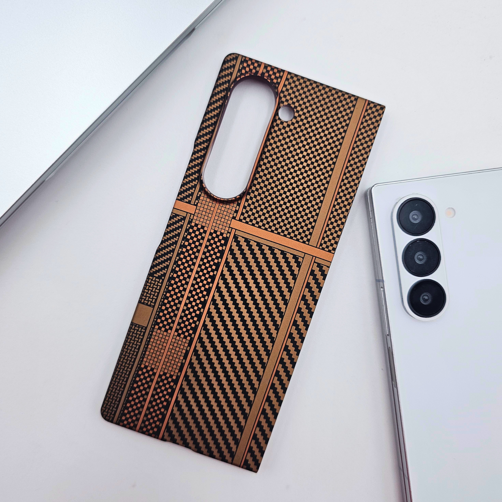 Samsung Galaxy Z Fold 6 Desert Brown Premium Slim Case | Rare Aramid Texture Finish | Real Carbon Fibre Feel | Hidden MagSafe