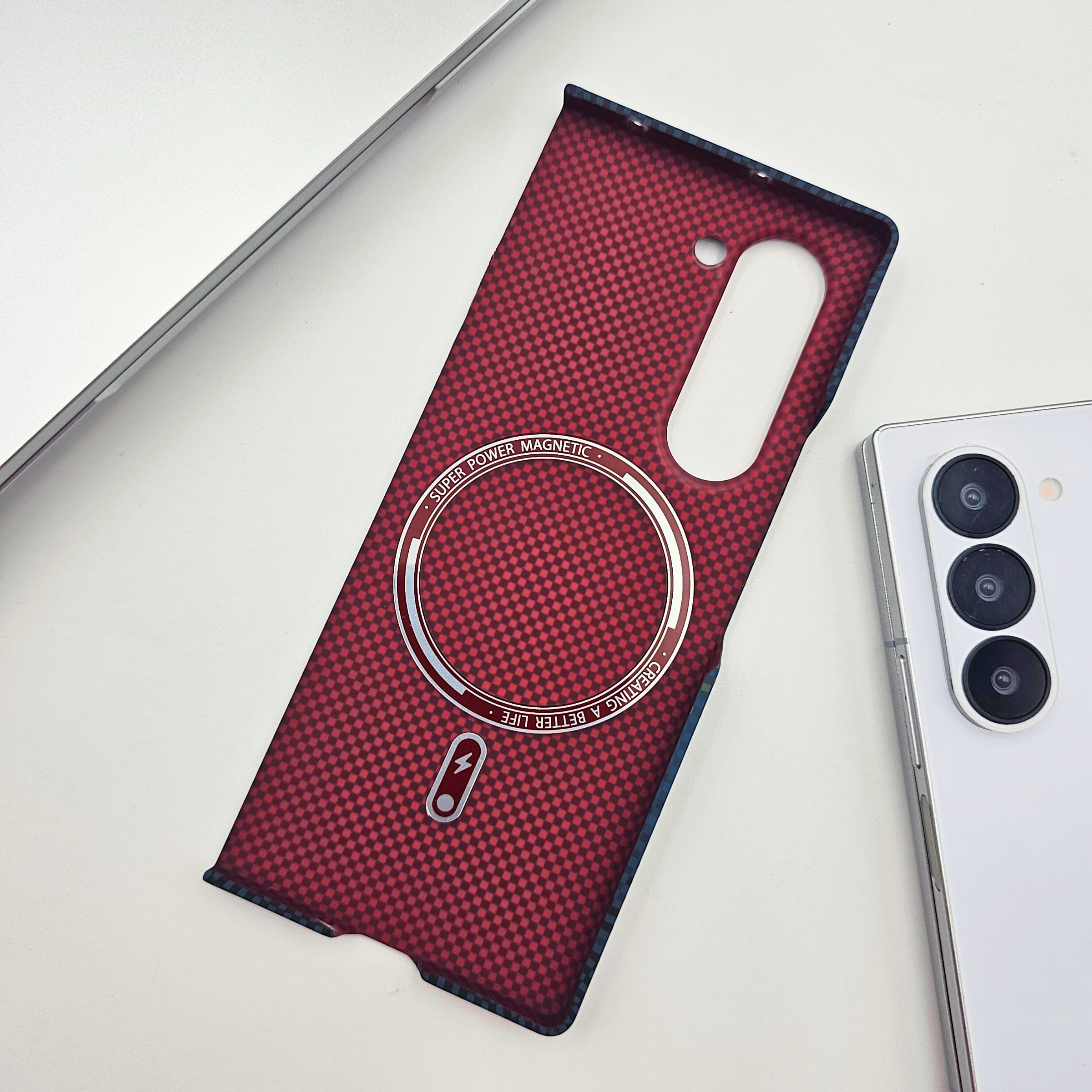 Samsung Galaxy Z Fold 6 Teal Premium Slim Case | Rare Aramid Texture Finish | Real Carbon Fibre Feel | Hidden MagSafe