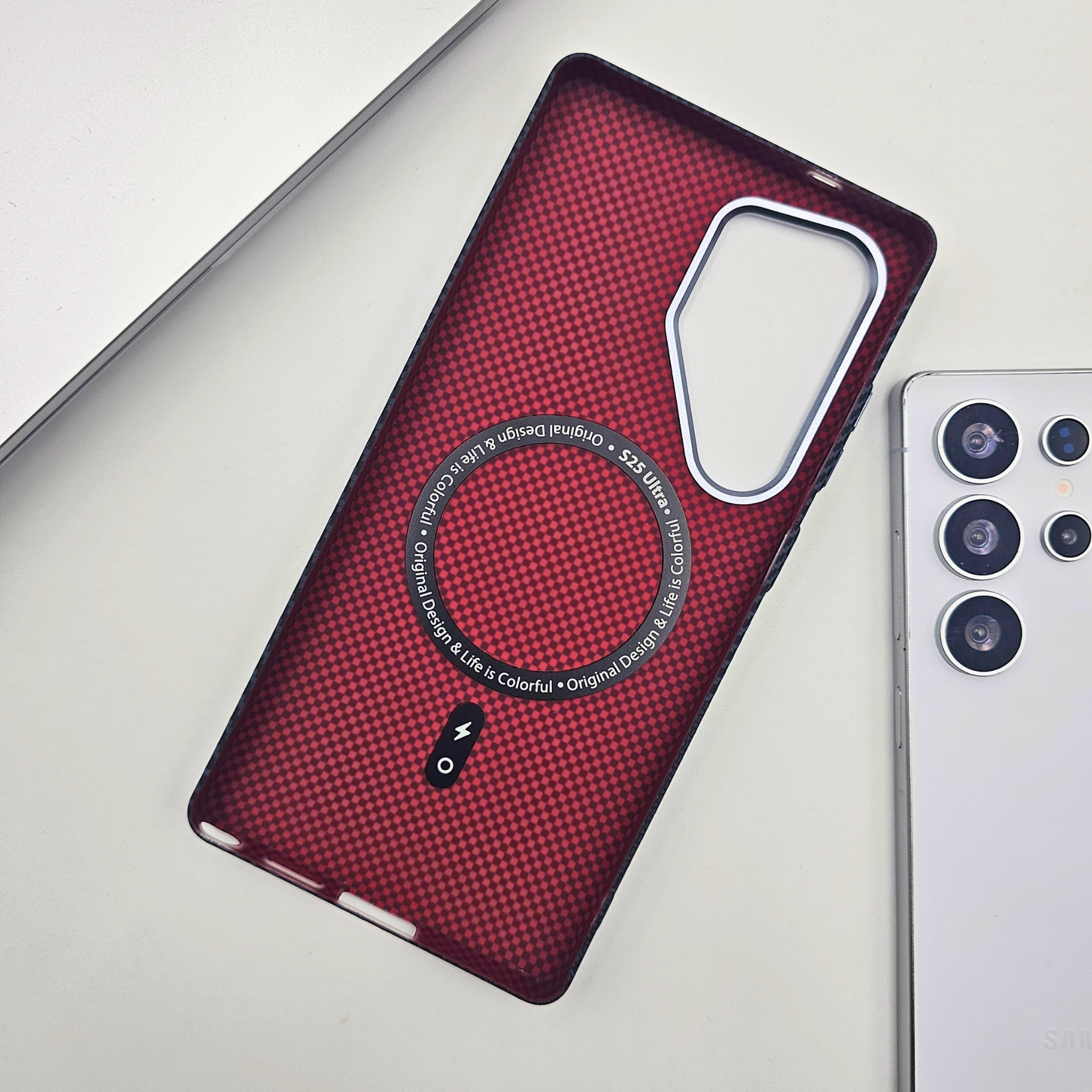 Samsung Galaxy S25 Ultra Black Pattern Premium Slim Case | Rare Aramid Texture Finish | Real Carbon Fibre Feel | Hidden MagSafe