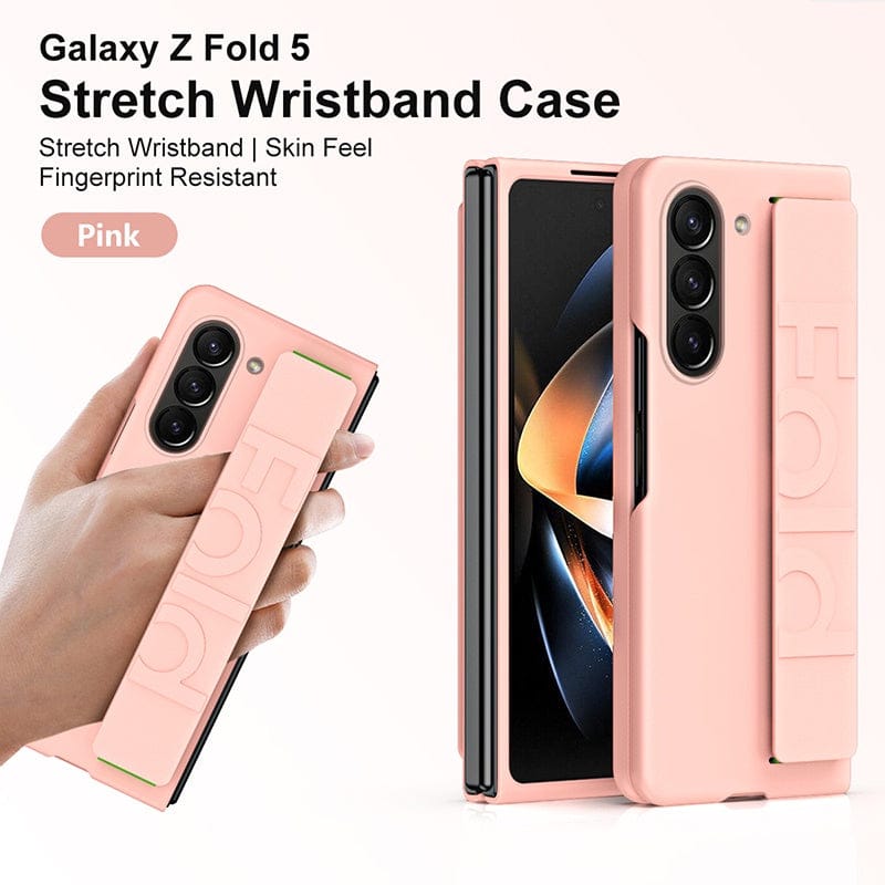 Samsung Galaxy Z Fold 5 Silk Hard Shell Strap Holder Pink Case Clearance Sale