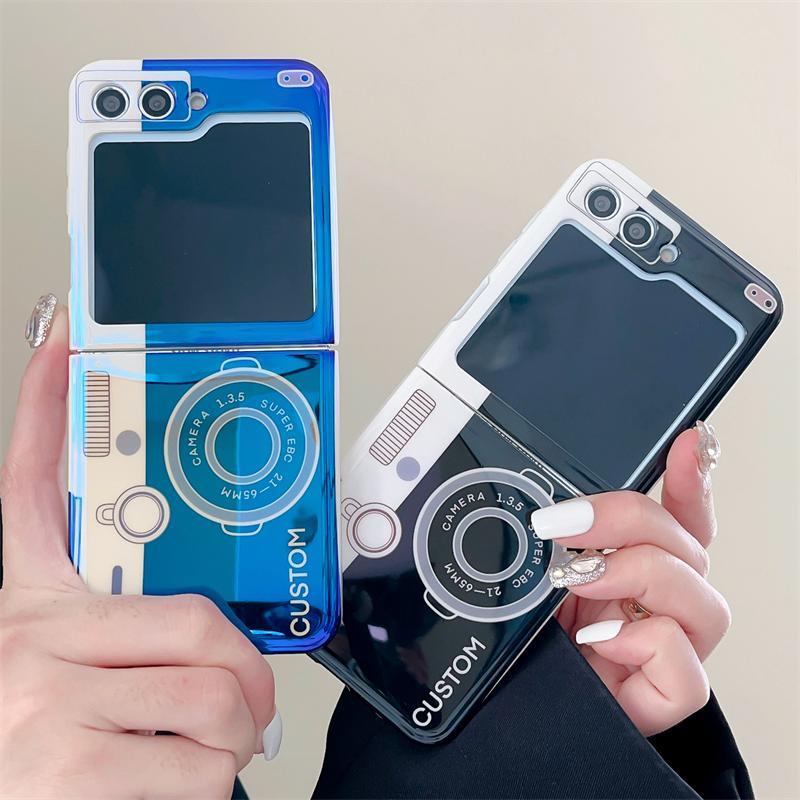 Vintage Camera Case with Flash & Sling for Samsung Galaxy Z Flip 6 | Retro Design | Functional LED Light