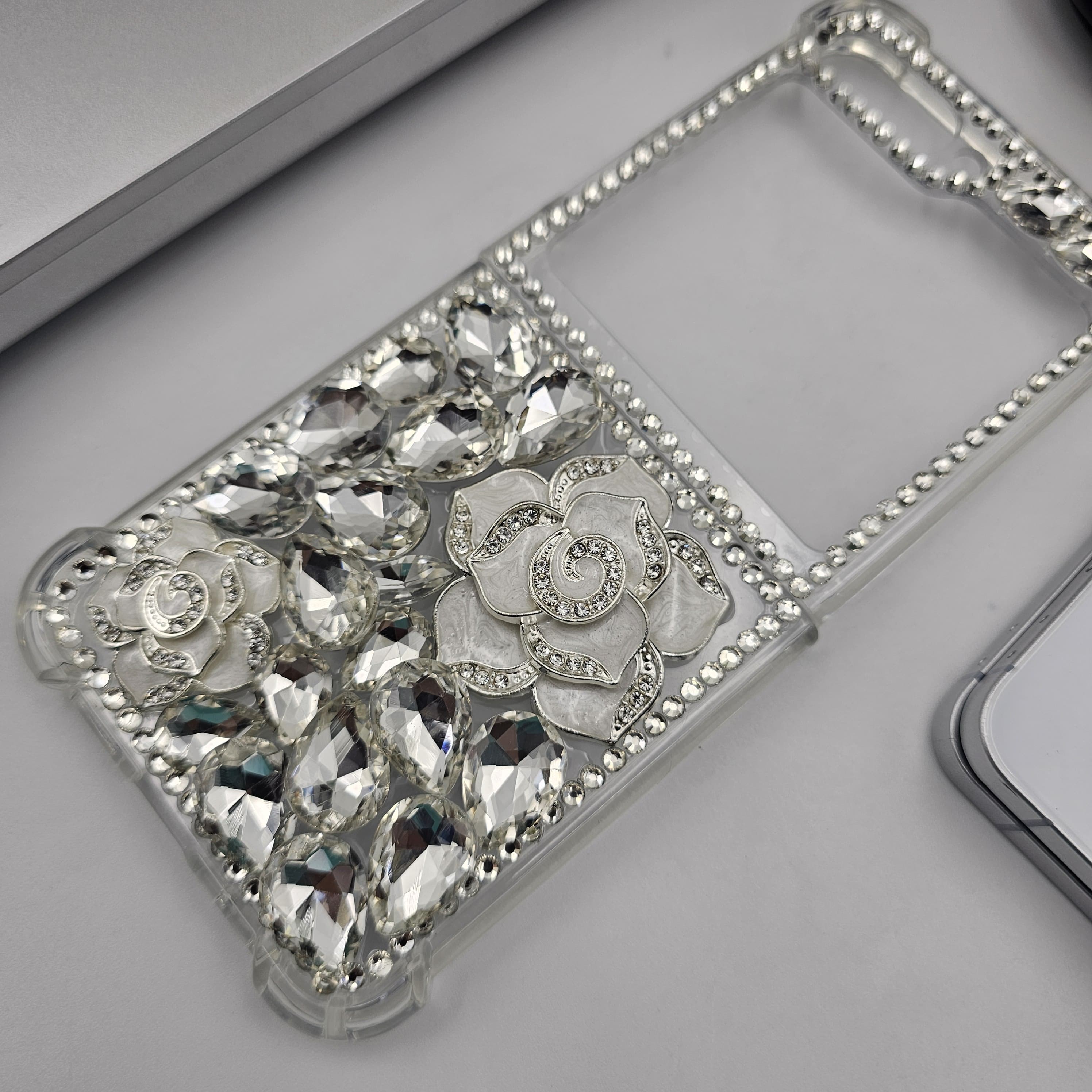 Bling Case with Rose Design & Rhinestones For Samsung Galaxy Z Flip 6 | Luxury Crystal Cover