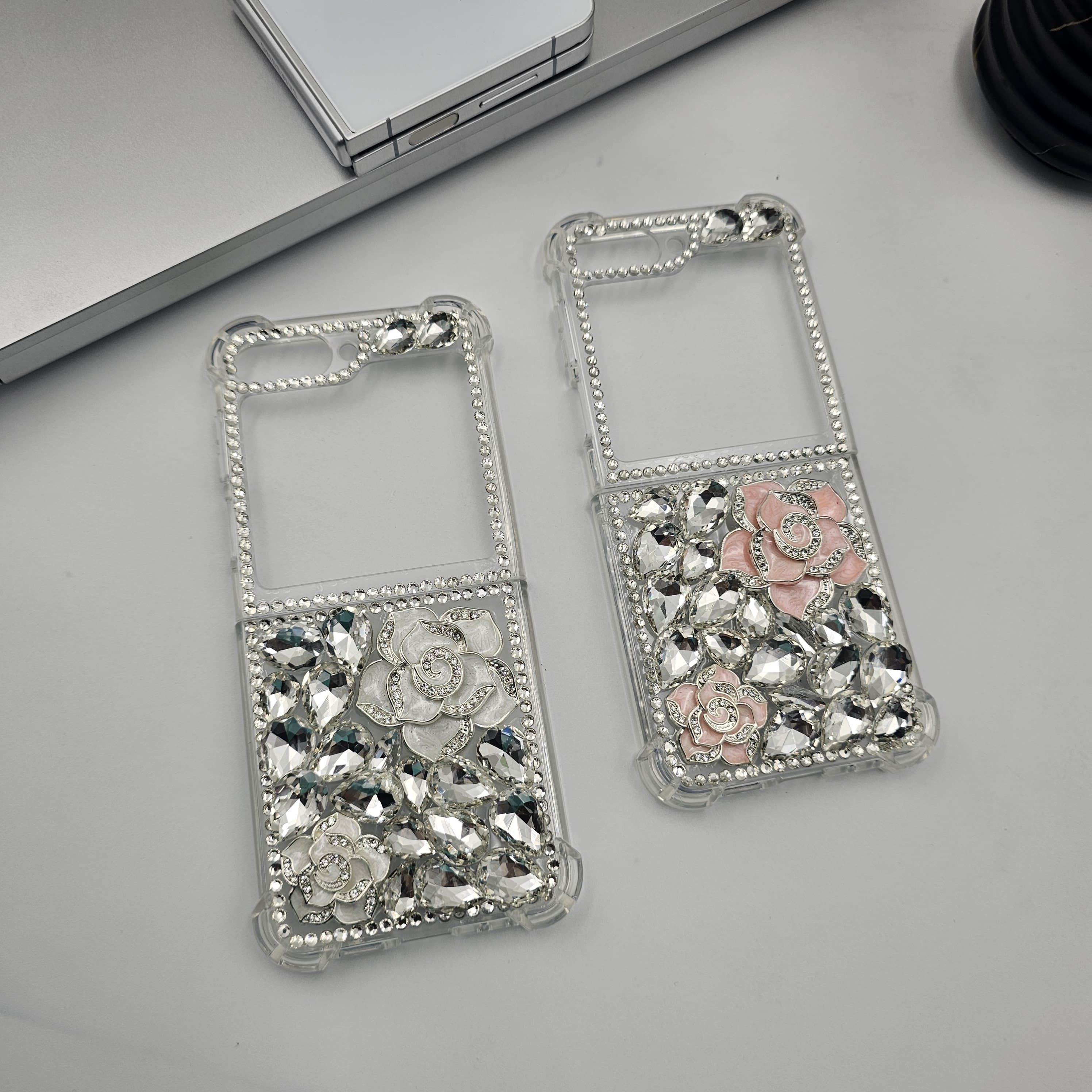 Bling Case with Rose Design & Rhinestones For Samsung Galaxy Z Flip 6 | Luxury Crystal Cover