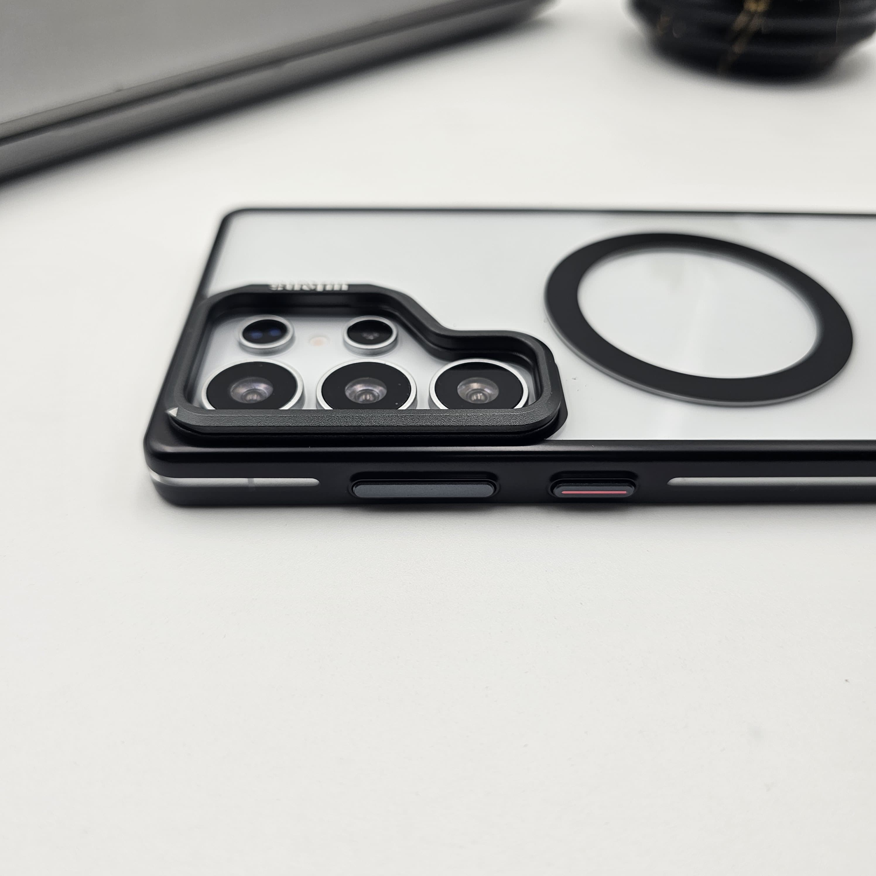 Samsung Galaxy S25 Ultra Raised Metal Bezel Hard PC Magsafe Case Black