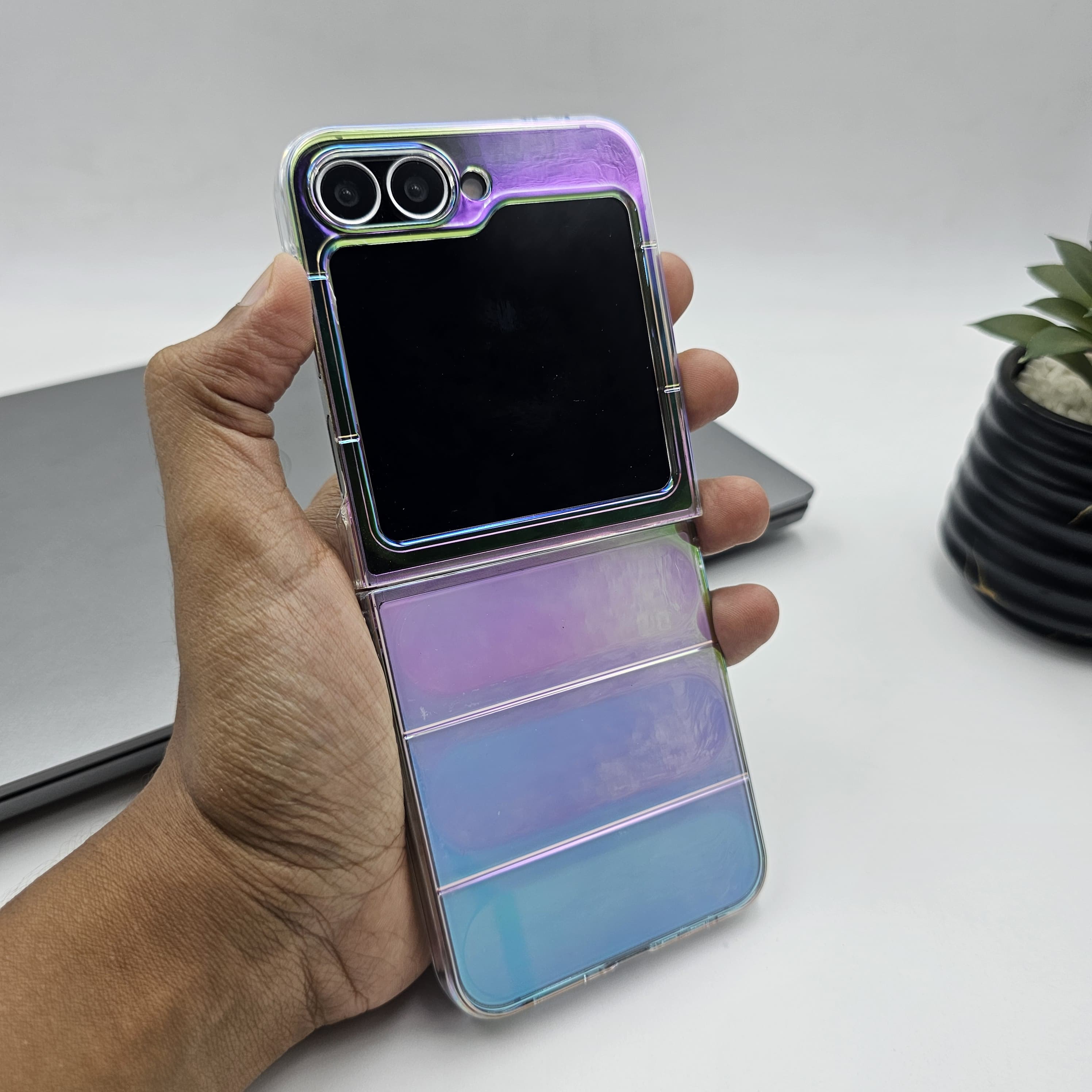 Holographic Gradient Case for Samsung Galaxy Z Flip 6 | Shiny Iridescent Hard Back Cover | Slim & Stylish