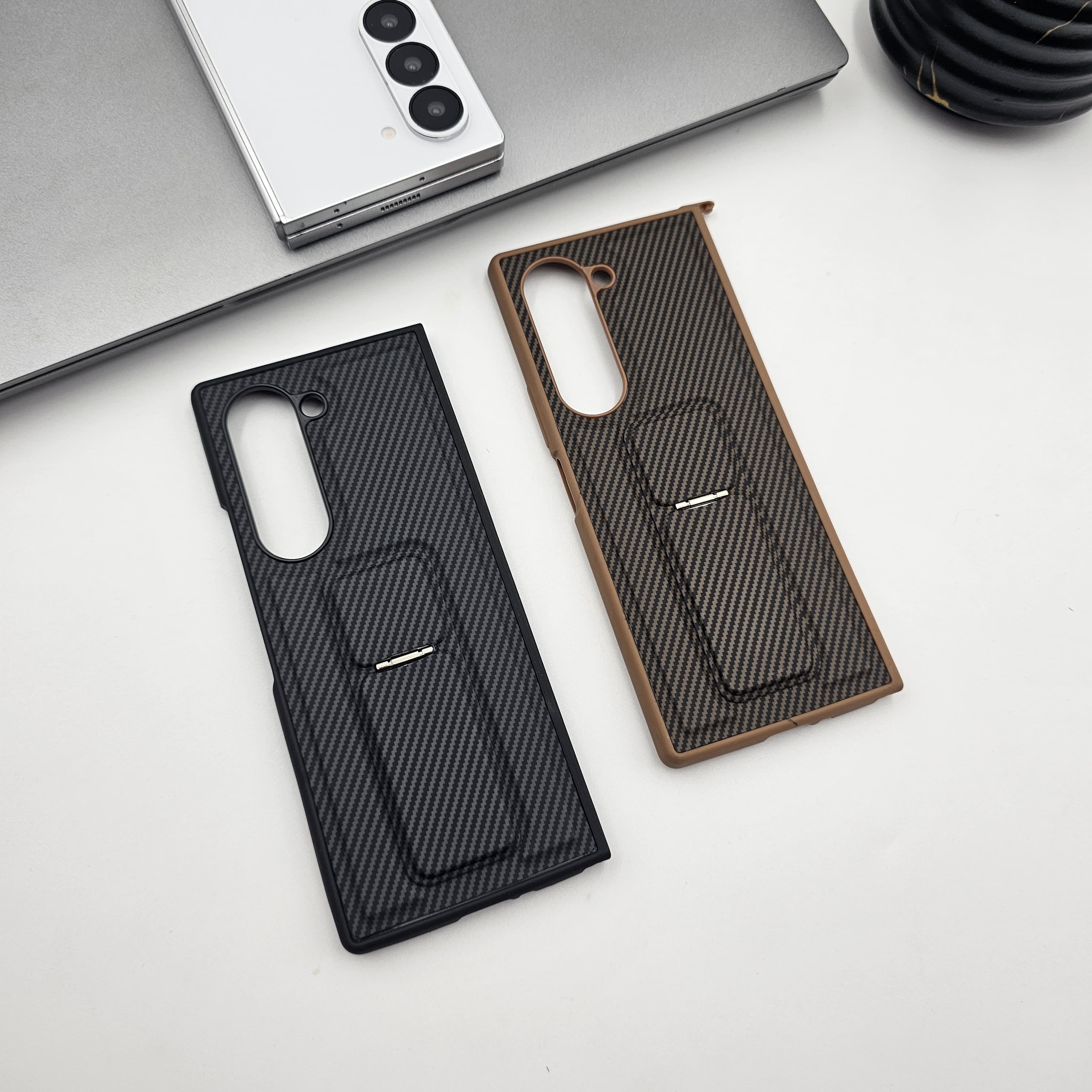 Samsung Galaxy Z Fold 5 Carbon Fibre With Stand Case