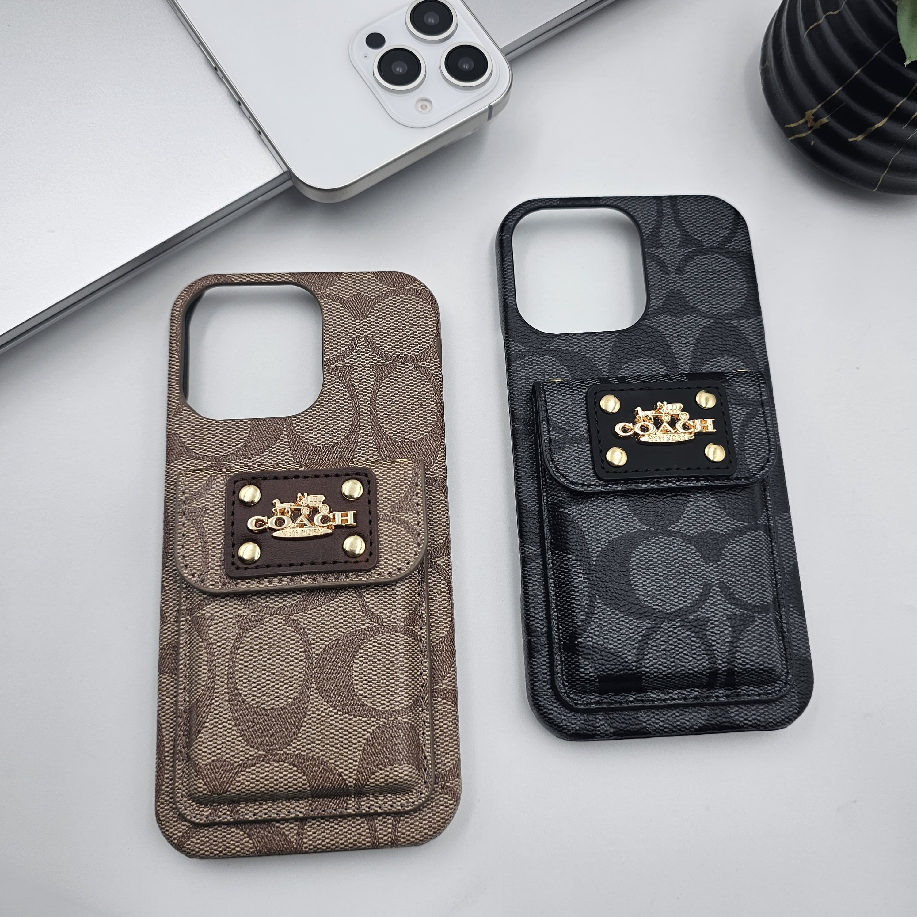 iPhone Luxury CC Leather Cardholder Case