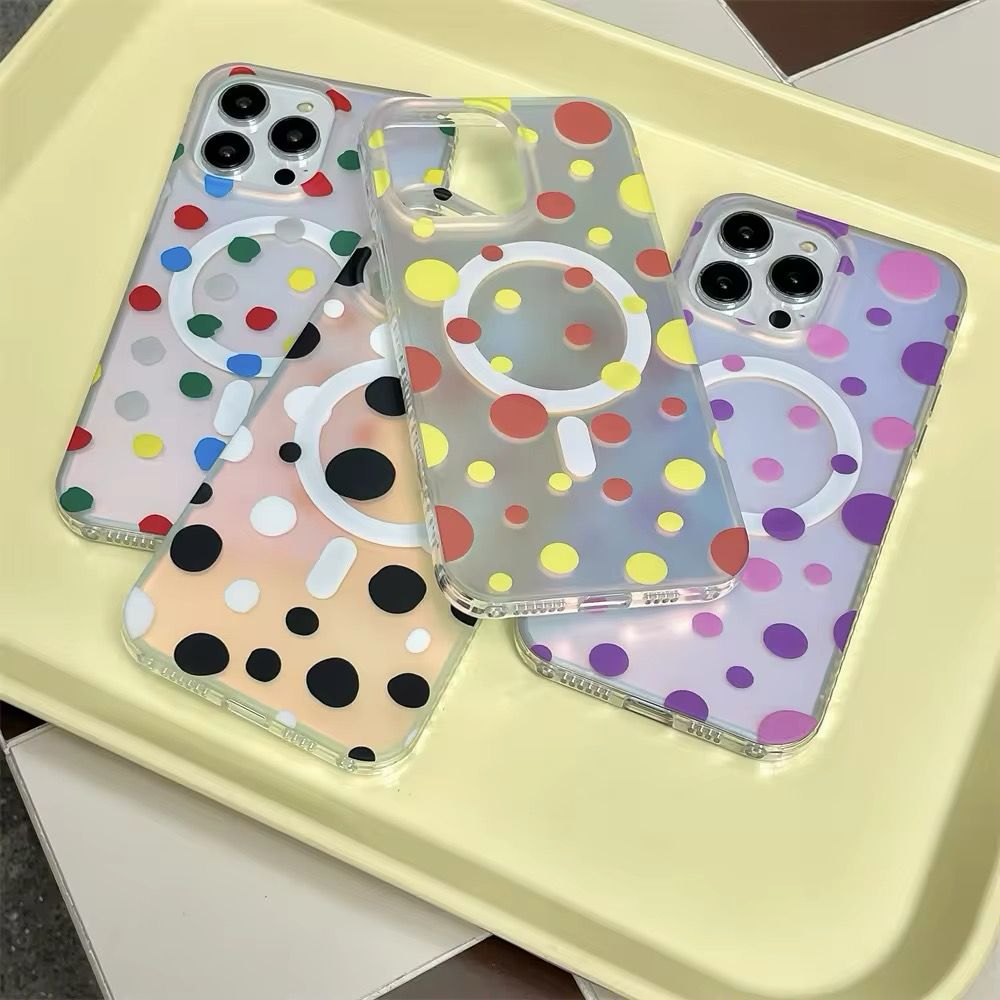 iPhone 16 Series Dotted Pattern Iridescent Translucent Color Changing Magsafe Case