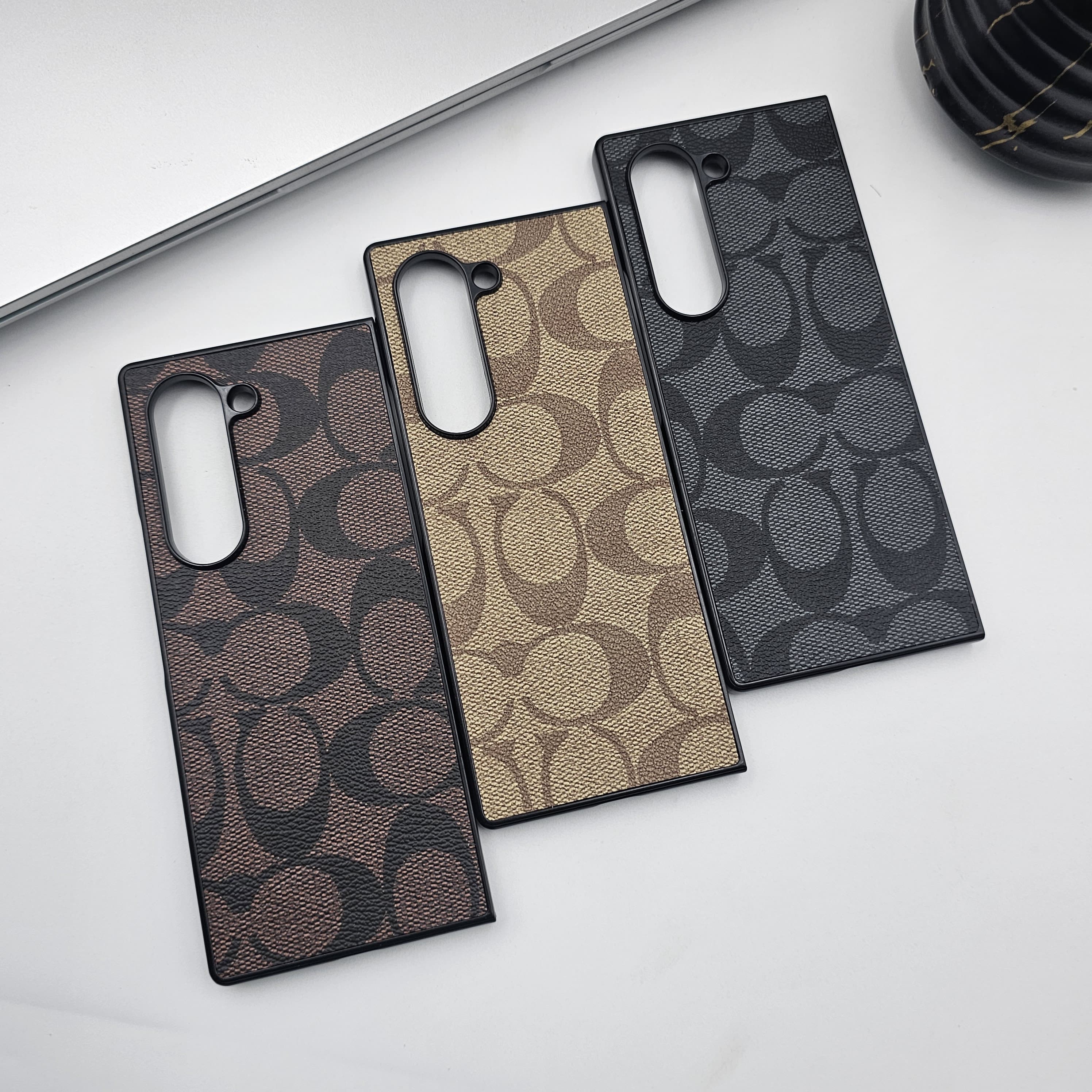 Samsung Galaxy Z Fold 6 Luxury Brand Pattern CC PU Leather Case Cover