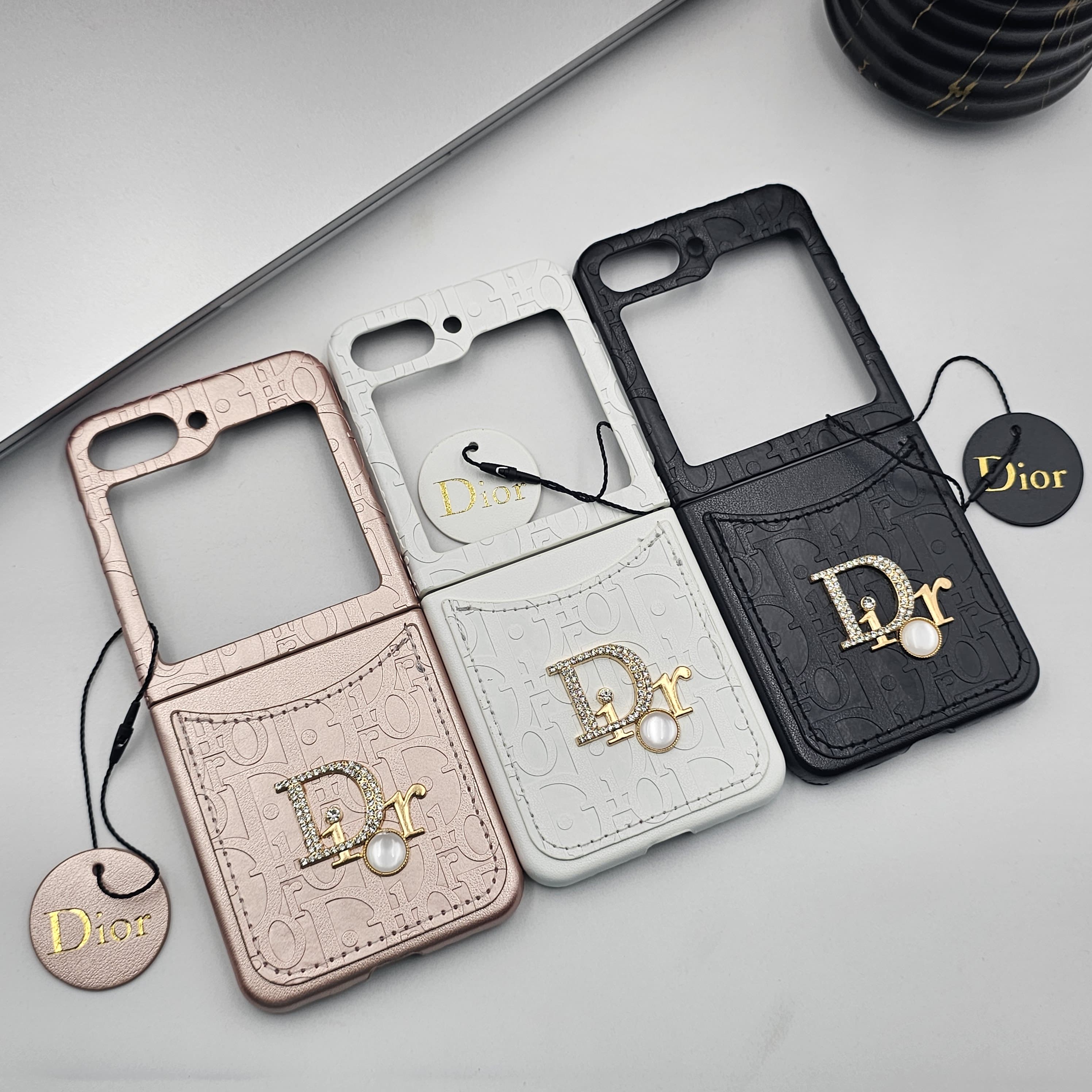 Samsung Galaxy Z Flip 6 CD Pearl Embossed Leather Cardholder Case